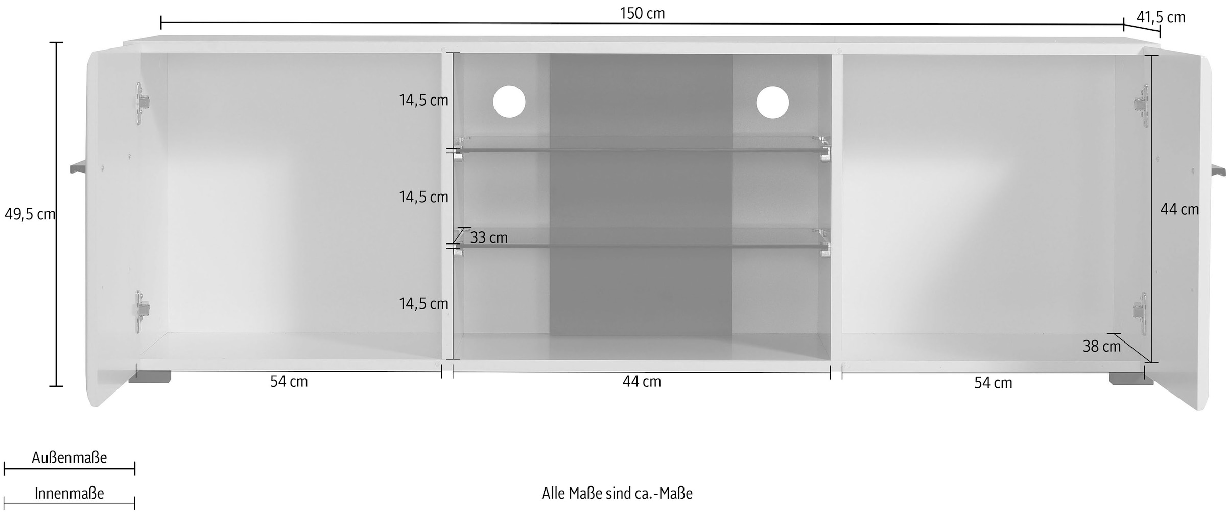 INOSIGN Lowboard »Trentino«, Kommode, Breite 150 cm, Hochglanzfronten