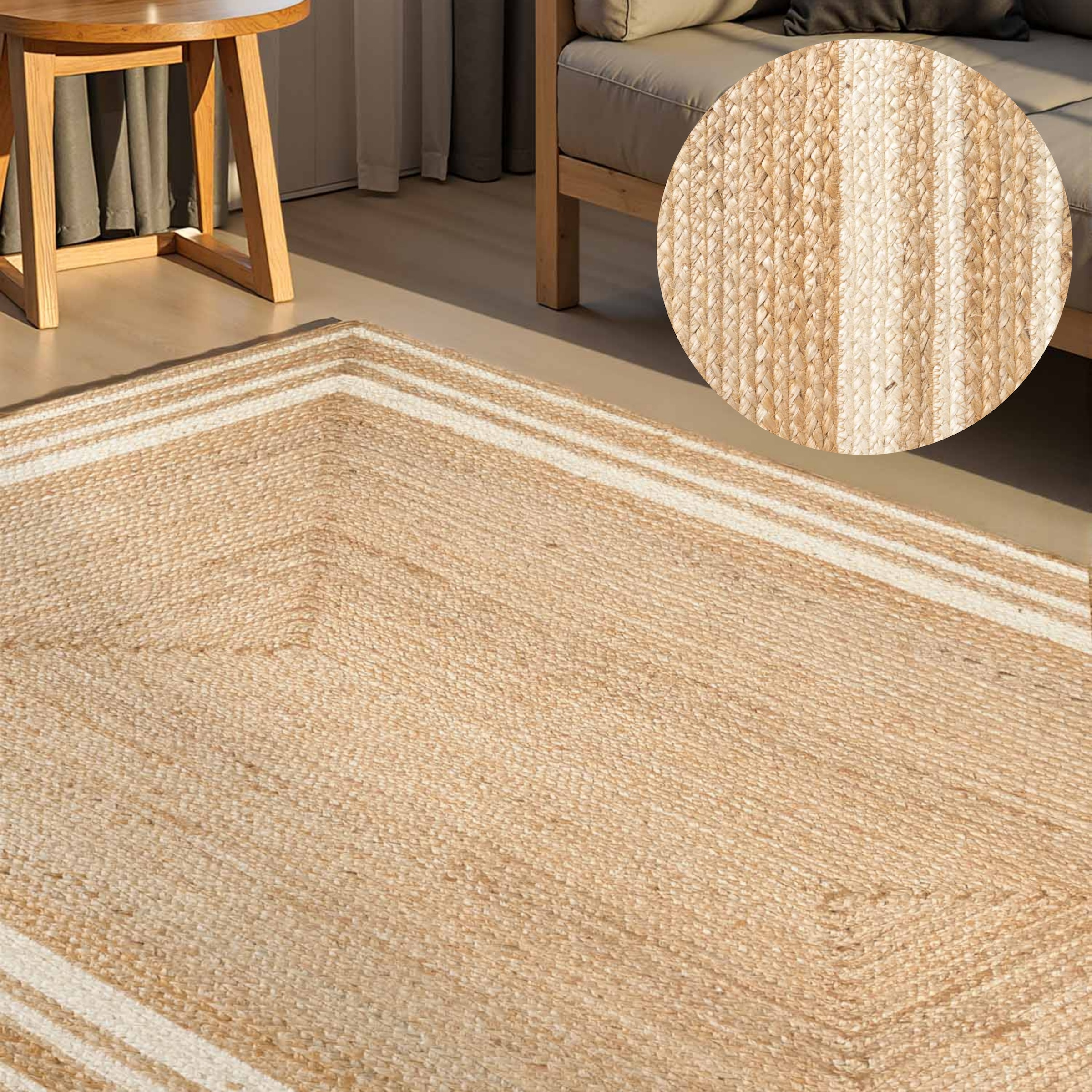 HANSE Home Tapis »Looma Juteteppich« Rectangulaire 7 mm Höhe Handgewebt, Jute Naturteppich, Boho, Wohnzimmer, Schlafzimmer