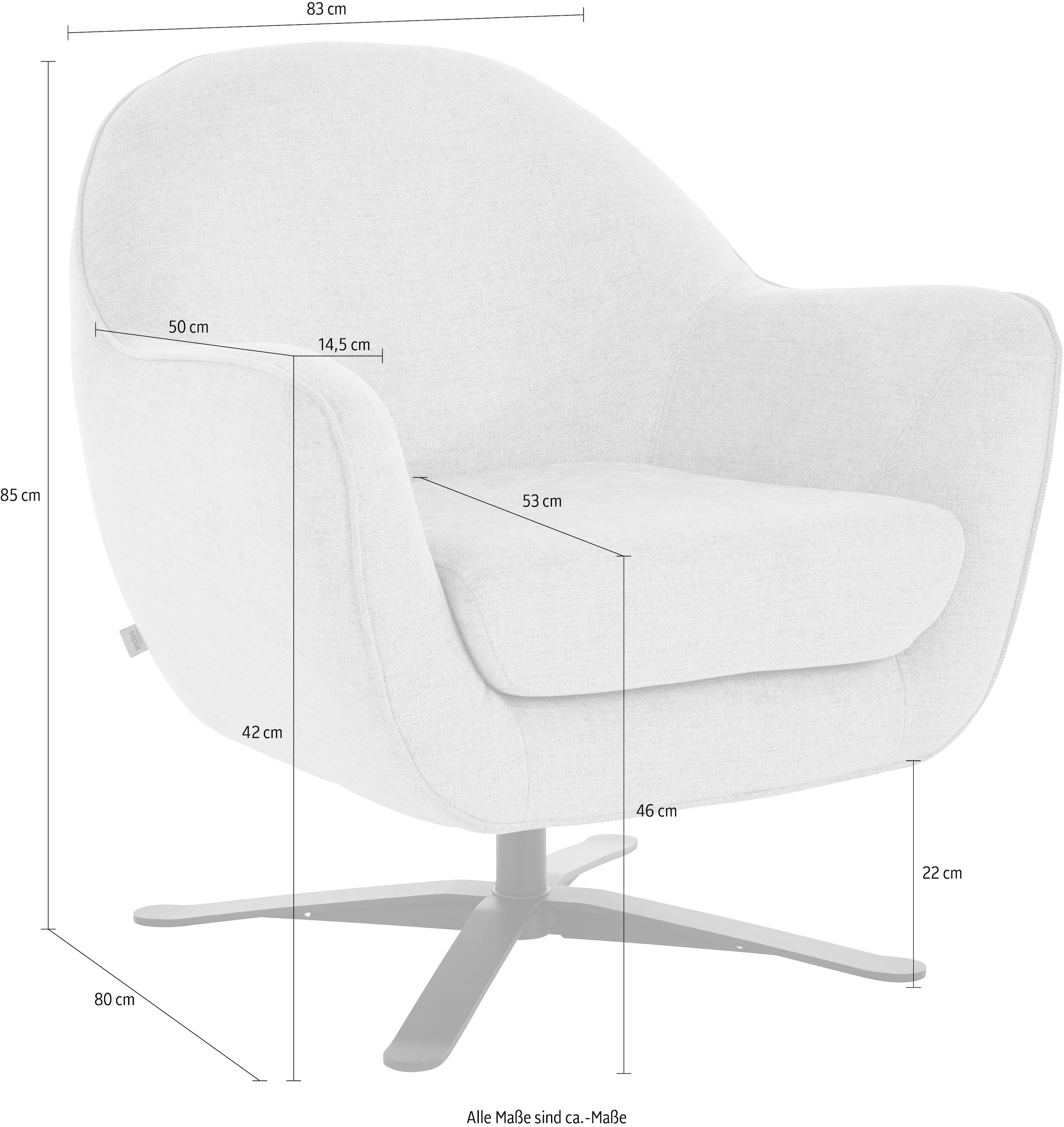Home affaire Drehsessel »Stavre, Loungesessel mit Drehfunktion« in moderner Optik, mit elegantem Drehfuss