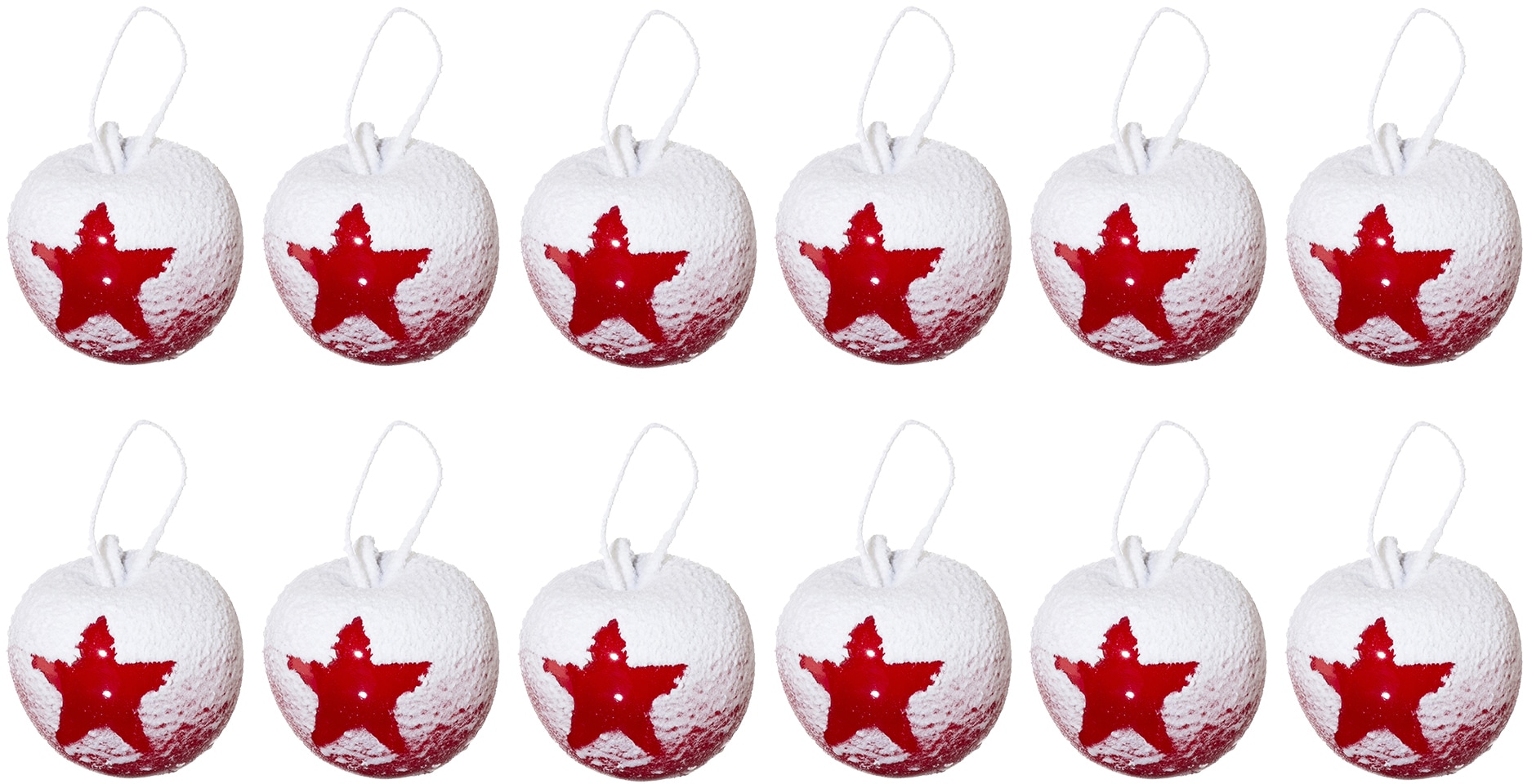 Image of Creativ deco Weihnachtsfigur "Weihnachtsdeko rot" Äpfel in beschneiter Optik, Ø ca. 6,5 cm