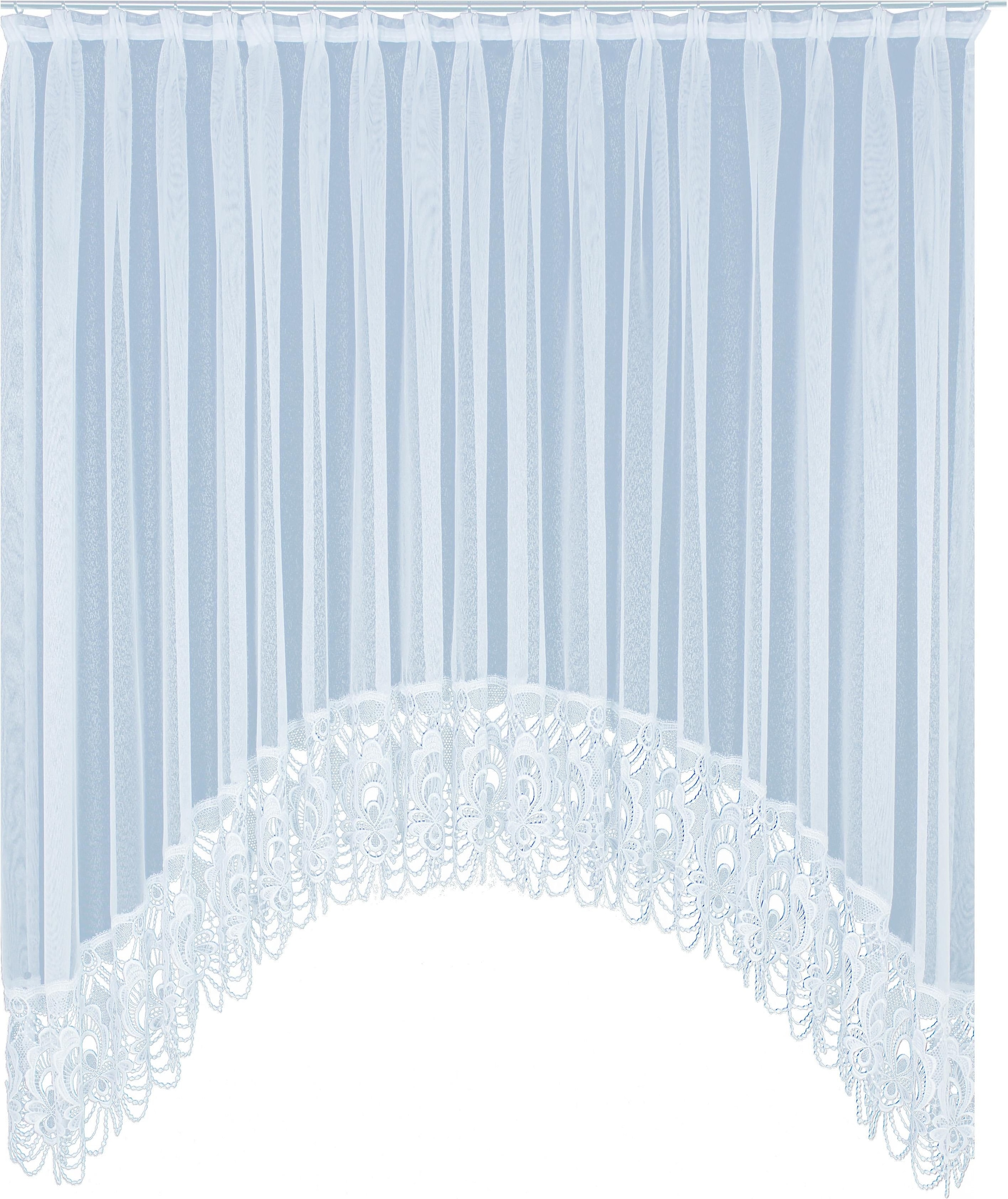 Image of Wirth Gardine "Elena" Faltenband 1 Stk. tlg. veredelt mit echter Plauener Spitze Stickerei, Bogen