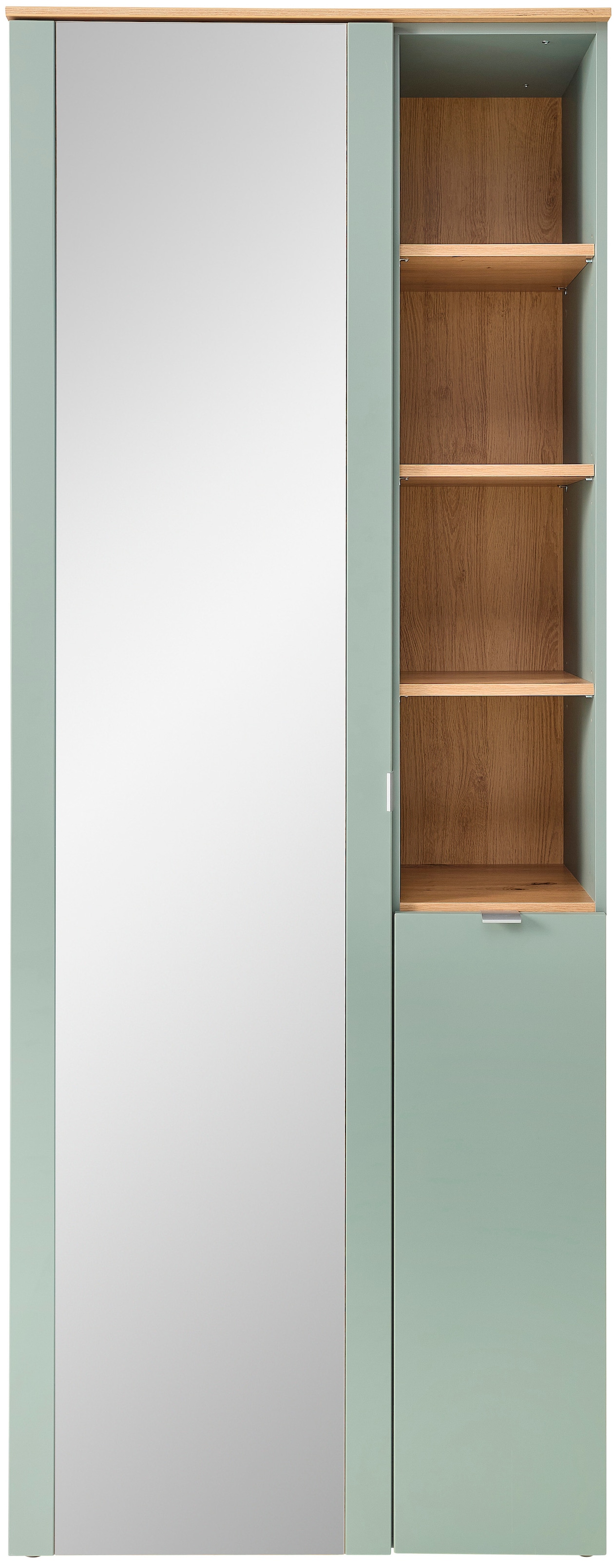 Innostyle Garderobenschrank »BARI Garderobenschrank mit Spiegel,  BxHxT 78x202x38 cm« 1 Stk. tlg. 2 türig, 10 Fächer, Softclose, ABS Kantenschutz, Kleiderstange