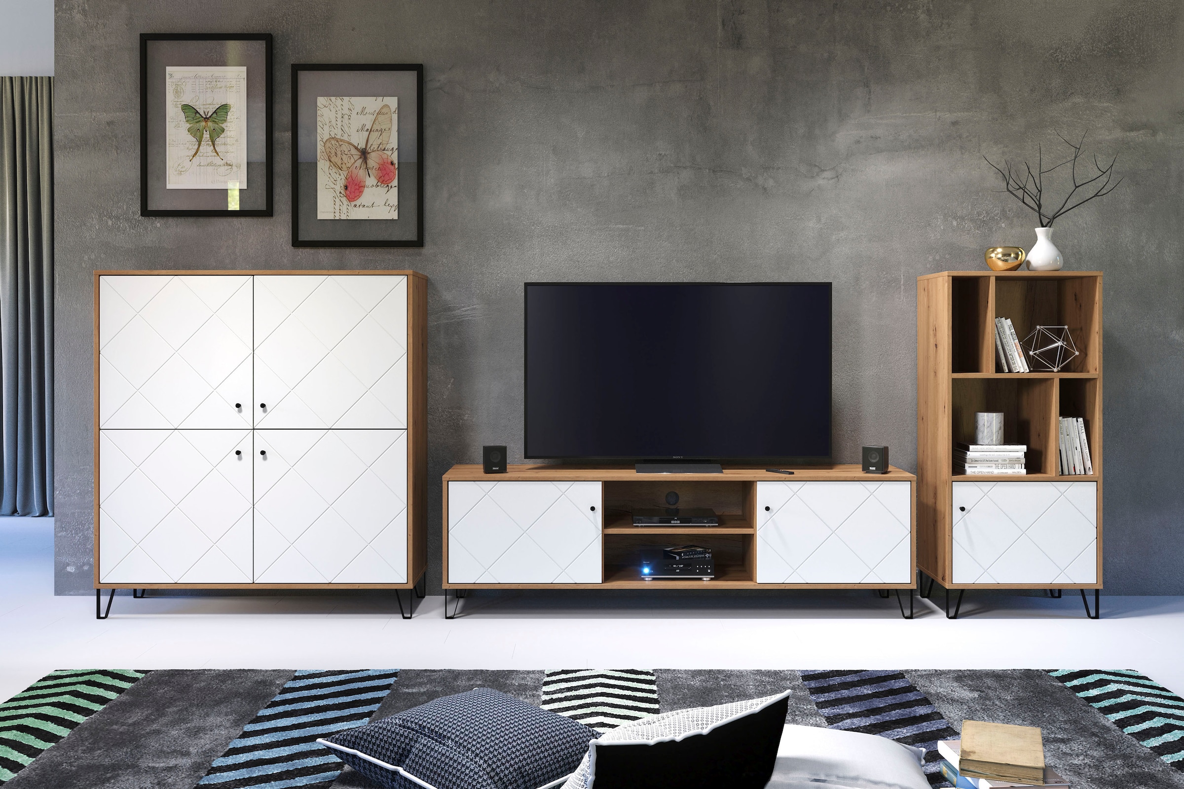 Home affaire Buffet haut »Tarragona« Highboard mit 4 Türen & Soft-Close - (B/T/H) 123/40/136 cm