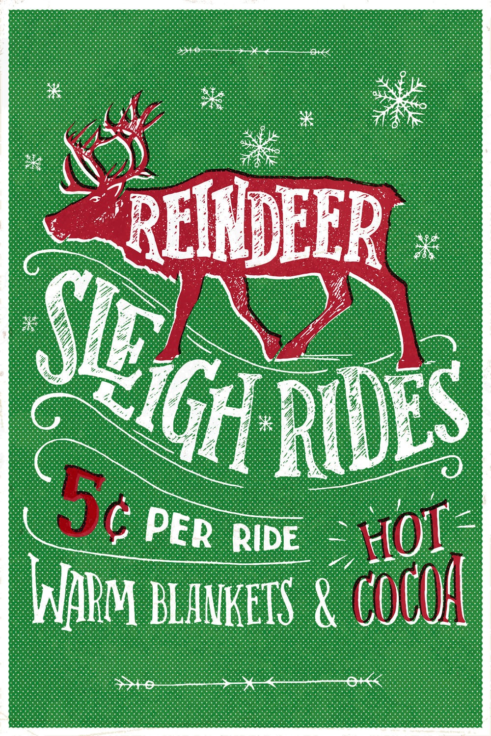 queence Metallbild »Reindeer Sleigh Rides«, Schriftzüge-Schriftzug-Weihnachten, (1 St.), Stahlschilder