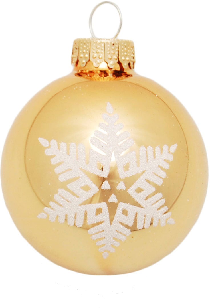 Krebs Glas Lauscha Weihnachtsbaumkugel »Schneeflocke goldfarben« Weihnachtsdeko, Christbaumschmuck, Christbaumkugeln aus Glas