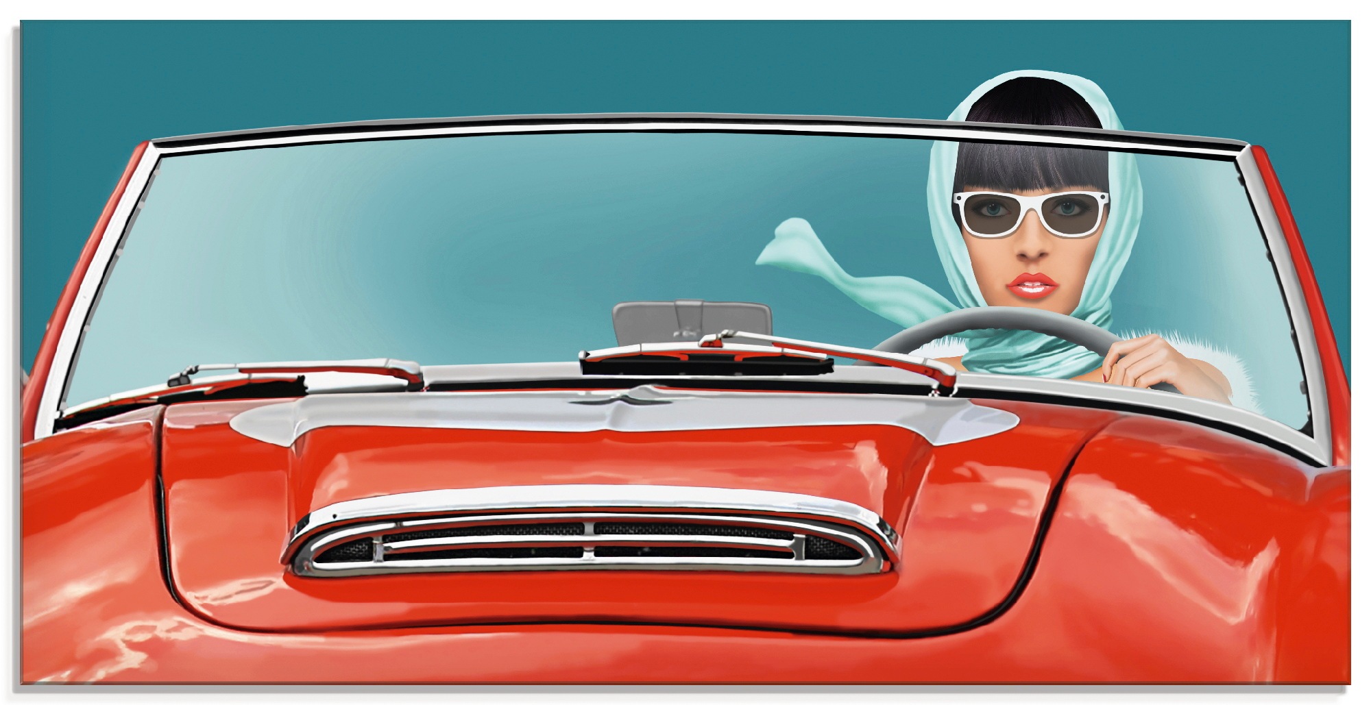 Image of Artland Glasbild »Die Cabrio Fahrerin«, Auto, (1 St.) bei Ackermann Versand Schweiz