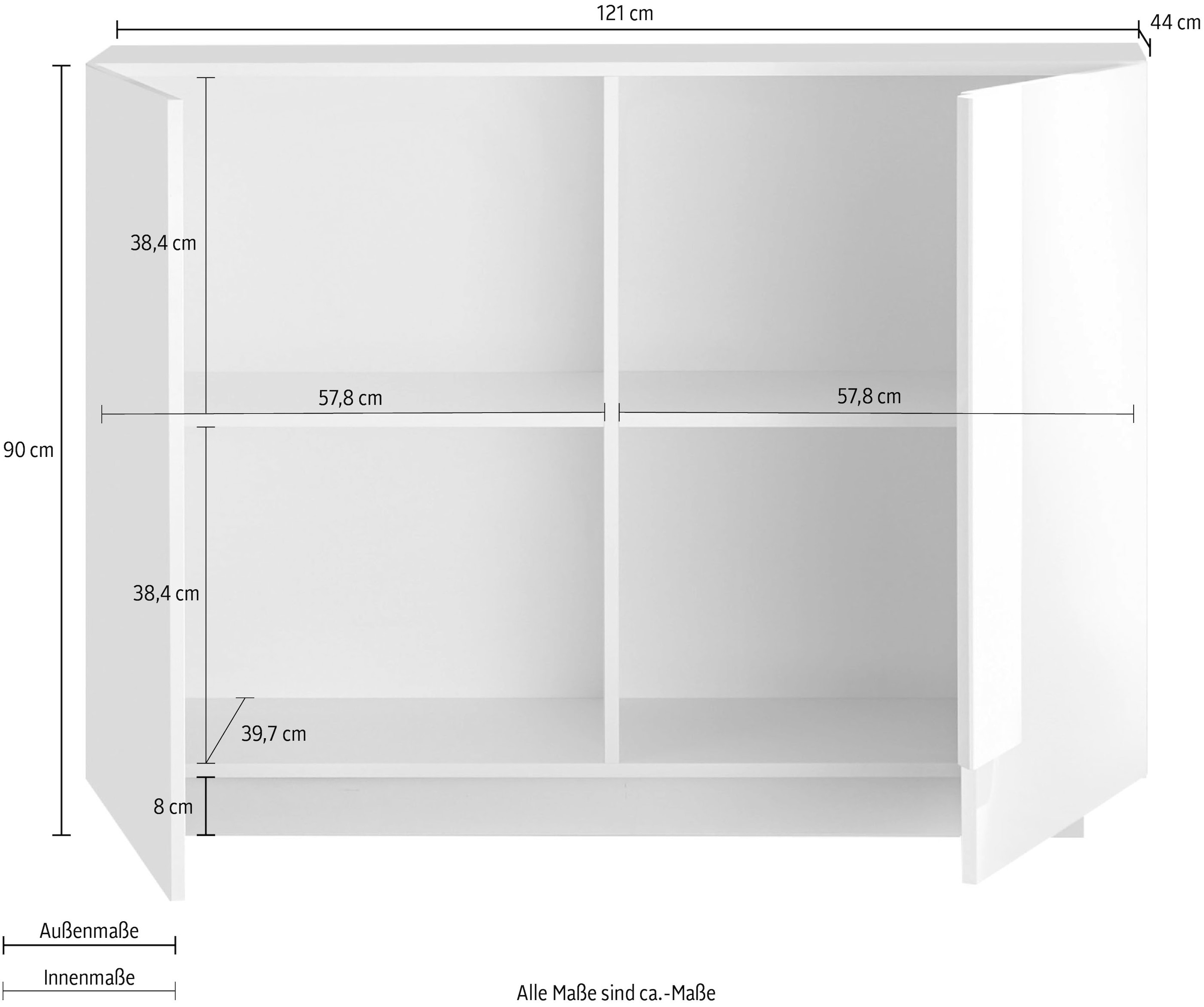 Home affaire Sideboard »Jupiter, Breite 121 cm, Kommode 2 Türen - Soft Closing, Anrichte,« moderne Griffblende, FSC®, cleveres Stauraumkonzept