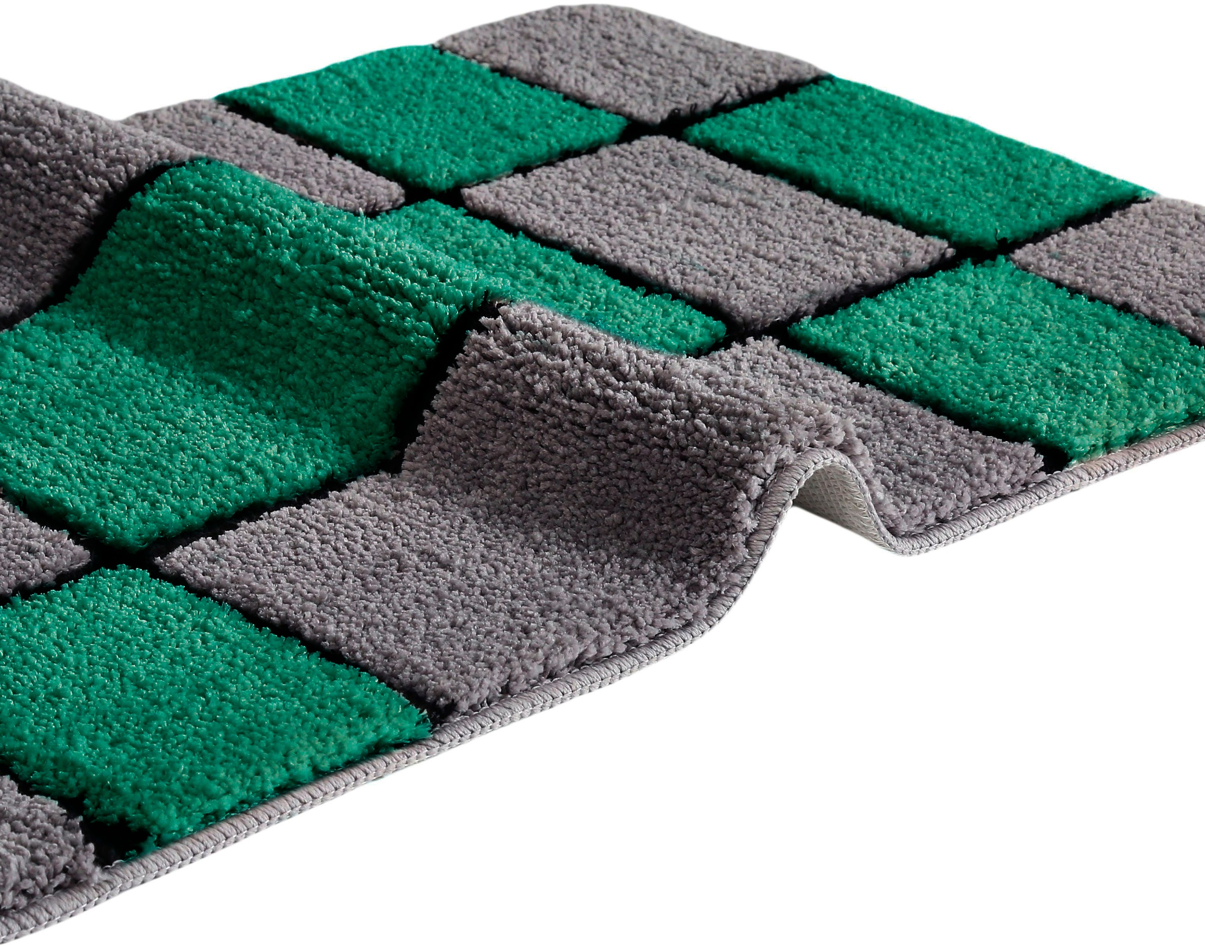 my home Badematte »Melli«, rutschhemmend beschichtet, fussbodenheizungsgeeignet, Badteppich, mit Muster, karierte Badematte