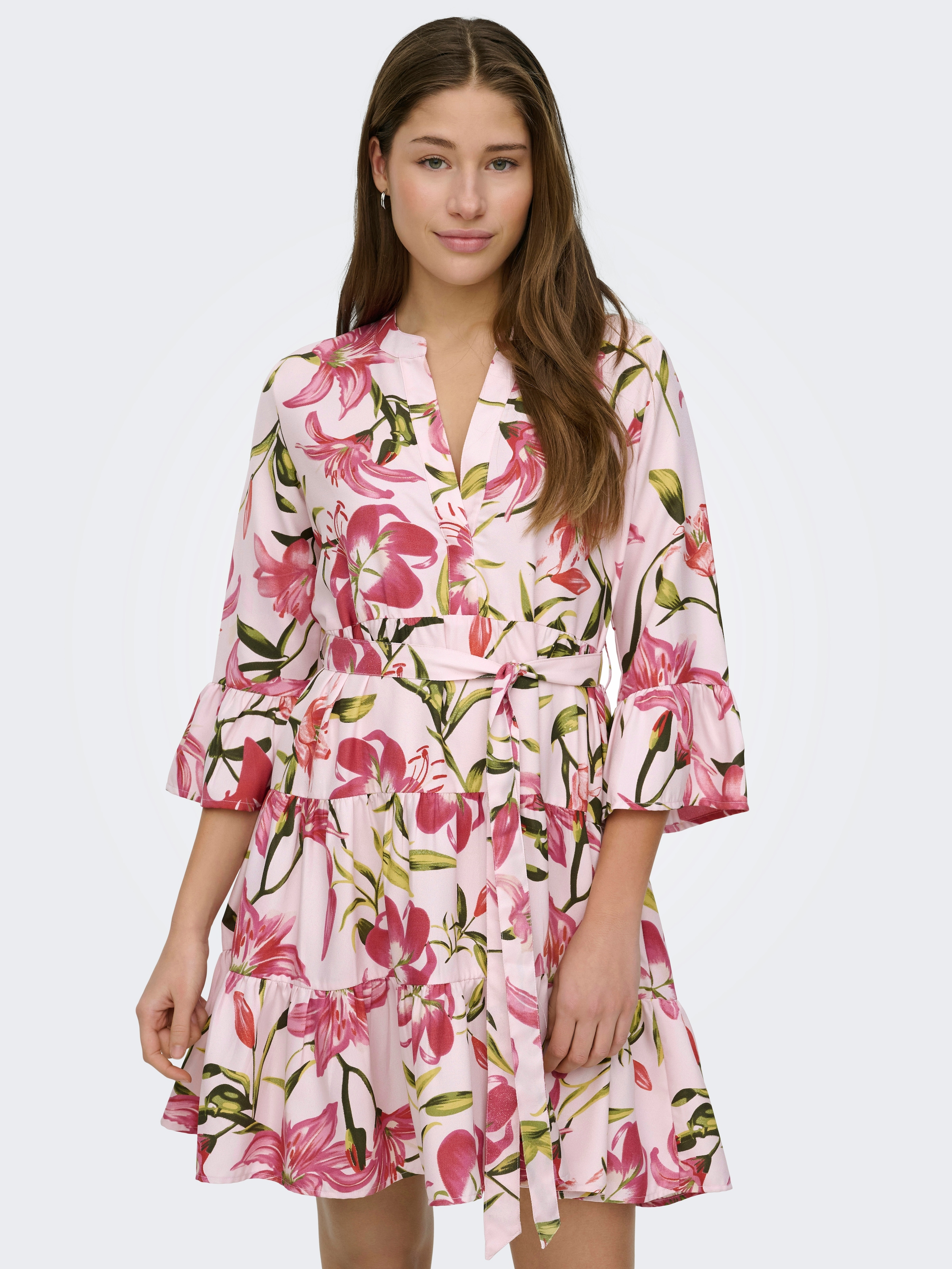Image of ONLY Tunikakleid "ONLSINA LIFE 3/4 SHORT DRESS NOOS WVN" mit Volant
