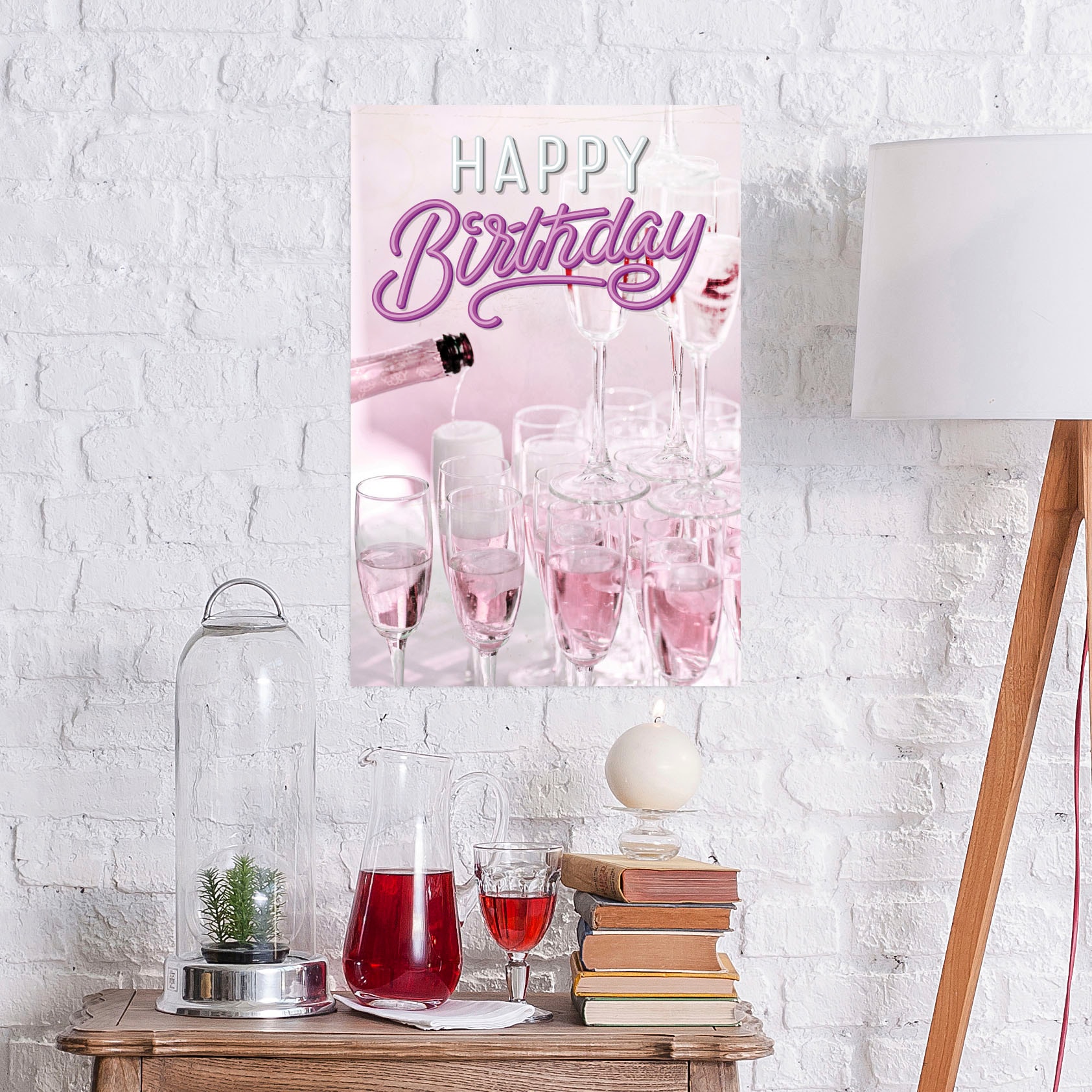 Image of queence Metallbild "Birthday Champagne" Getränke Schriftzug Schriftzüge 1 Stk. tlg. Stahlschilder