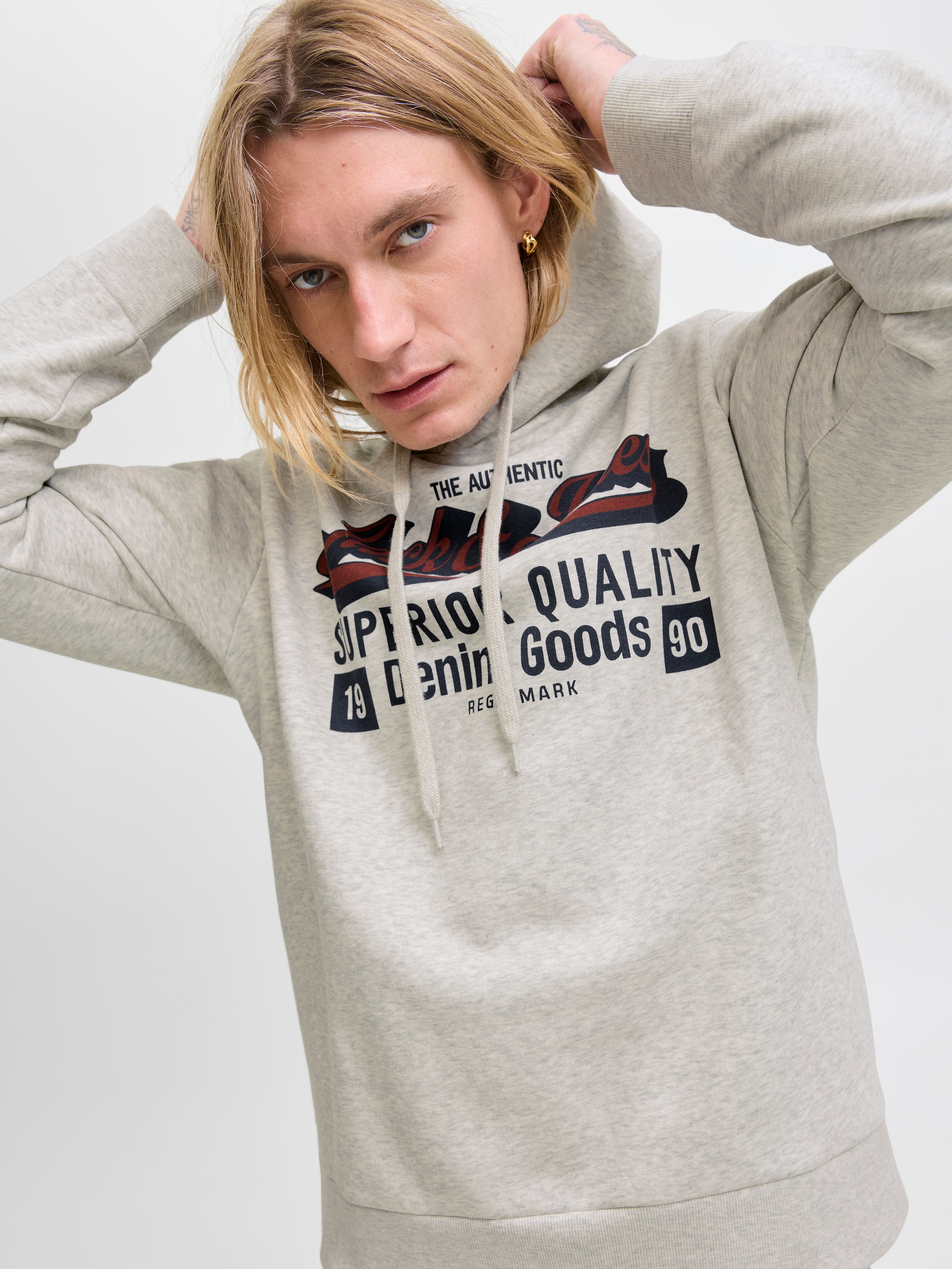 Jack & Jones Sweat à capuche »JJELOGO SWEAT HOOD 2 COL 25/26 NOOS«, mit stylischem Print
