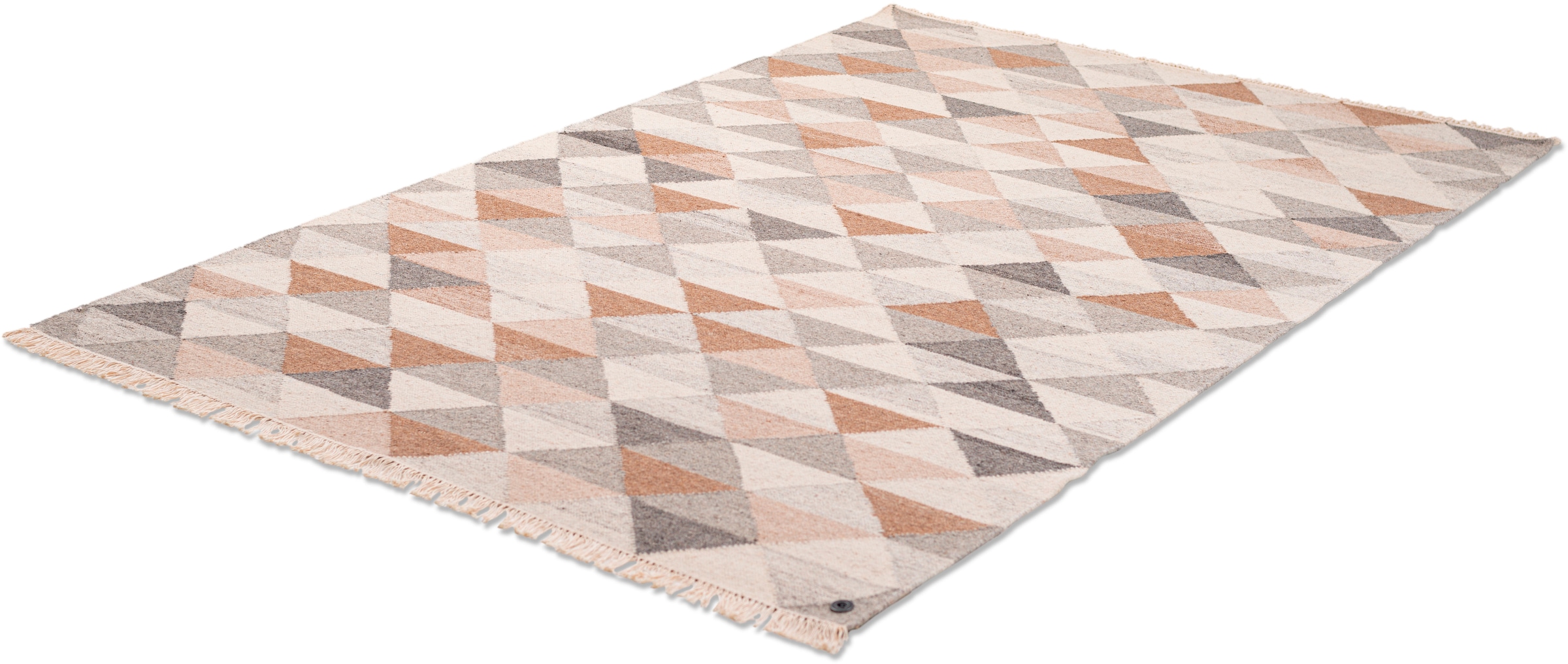 TOM TAILOR HOME Teppich »Triangle Kelim«, rechteckig, 5 mm Höhe, handgewebt, mit Fransen, Boho-Style