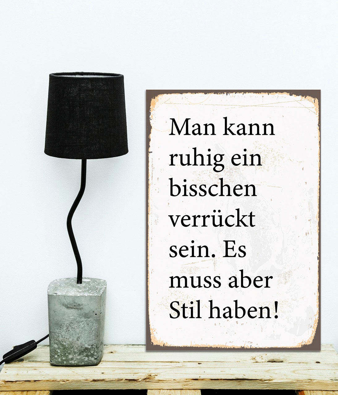 Image of queence Metallbild "Ein bisschen verrückt" Schriftzug Schriftzüge 1 Stk. tlg. Stahlschilder