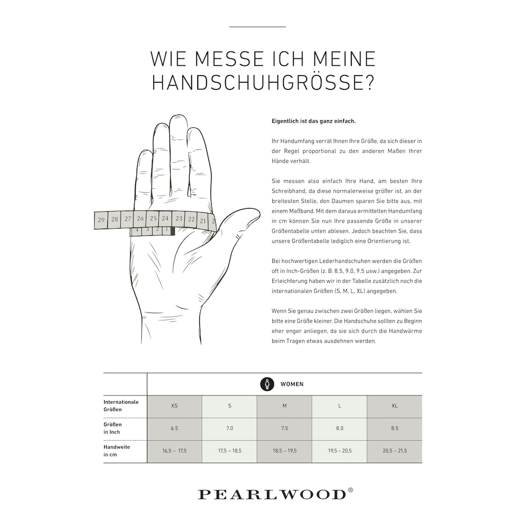 PEARLWOOD Lederhandschuhe »Meg«, dekorativer Rockstud - elastischer Bund - Seitenschlitz