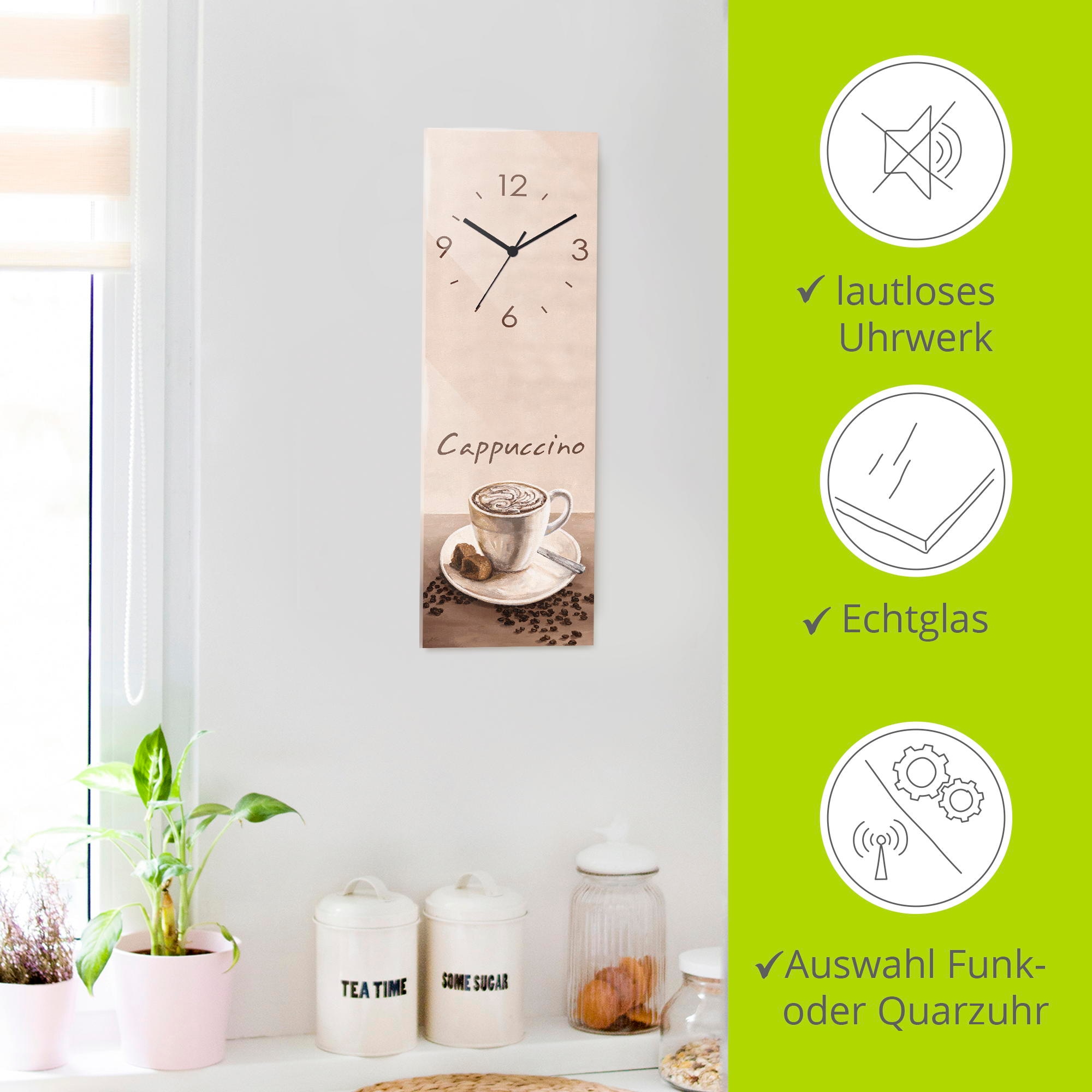 Artland Horloge murale »Cappuccino - Kaffee« wahlweise mit Quarz- oder Funkuhrwerk, lautlos ohne Tickgeräusche
