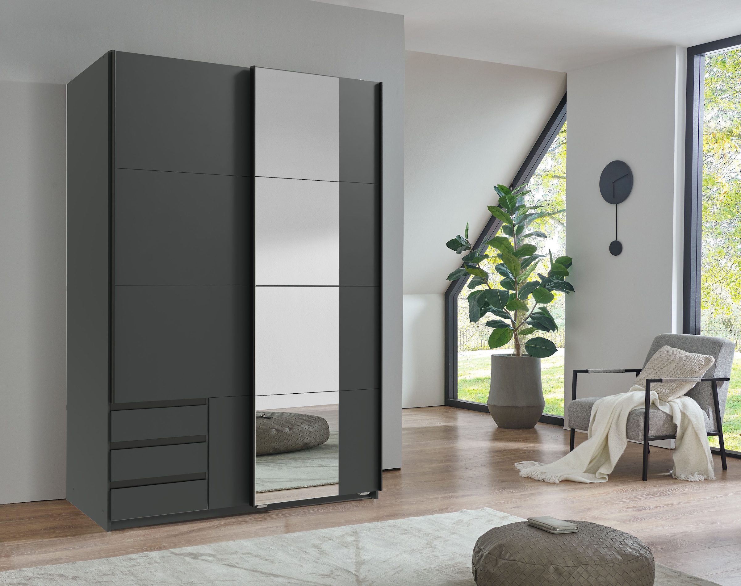 Wimex Schwebetürenschrank »Emden moderner Kleiderschrank mit Spiegel und Schubladen« Schlafzimmer Schrank Garderobenschrank mit Schwebetüren Topseller