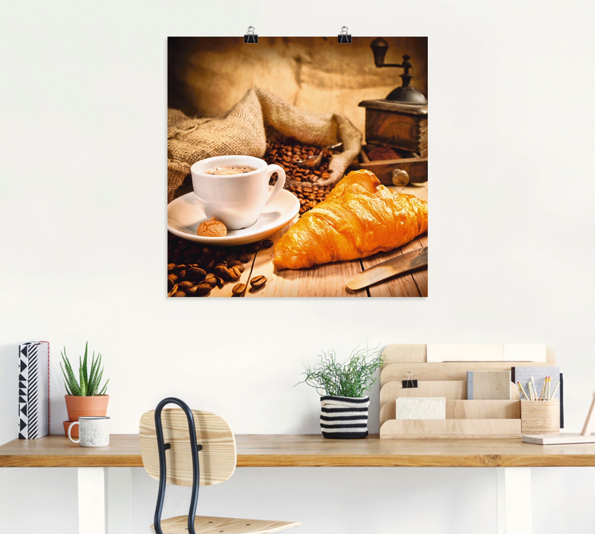 Artland Wandbild »Kaffeetasse mit Croissant«, Getränke, (1 St.), als Leinwandbild, Poster in verschied. Grössen