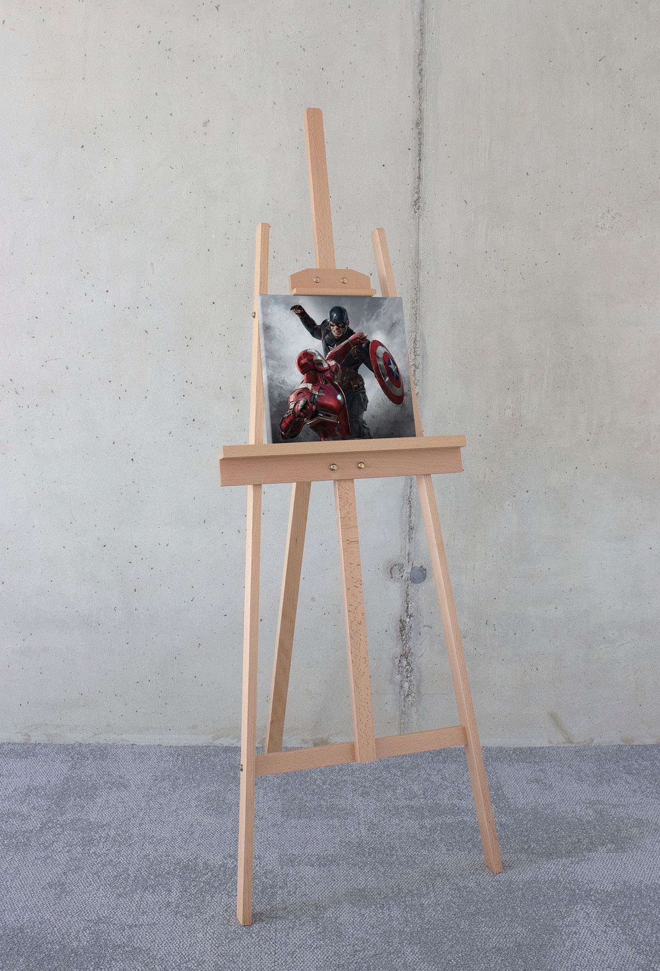Image of Komar Leinwandbild "Captain America vs. Iron Man - Grösse 30 x 30 cm" Disney 30 x 30 cm (Breite x Höhe), 1 Stk. tlg. Keilrahmenbild mit Echtholzrahmen, Kinderzimmer