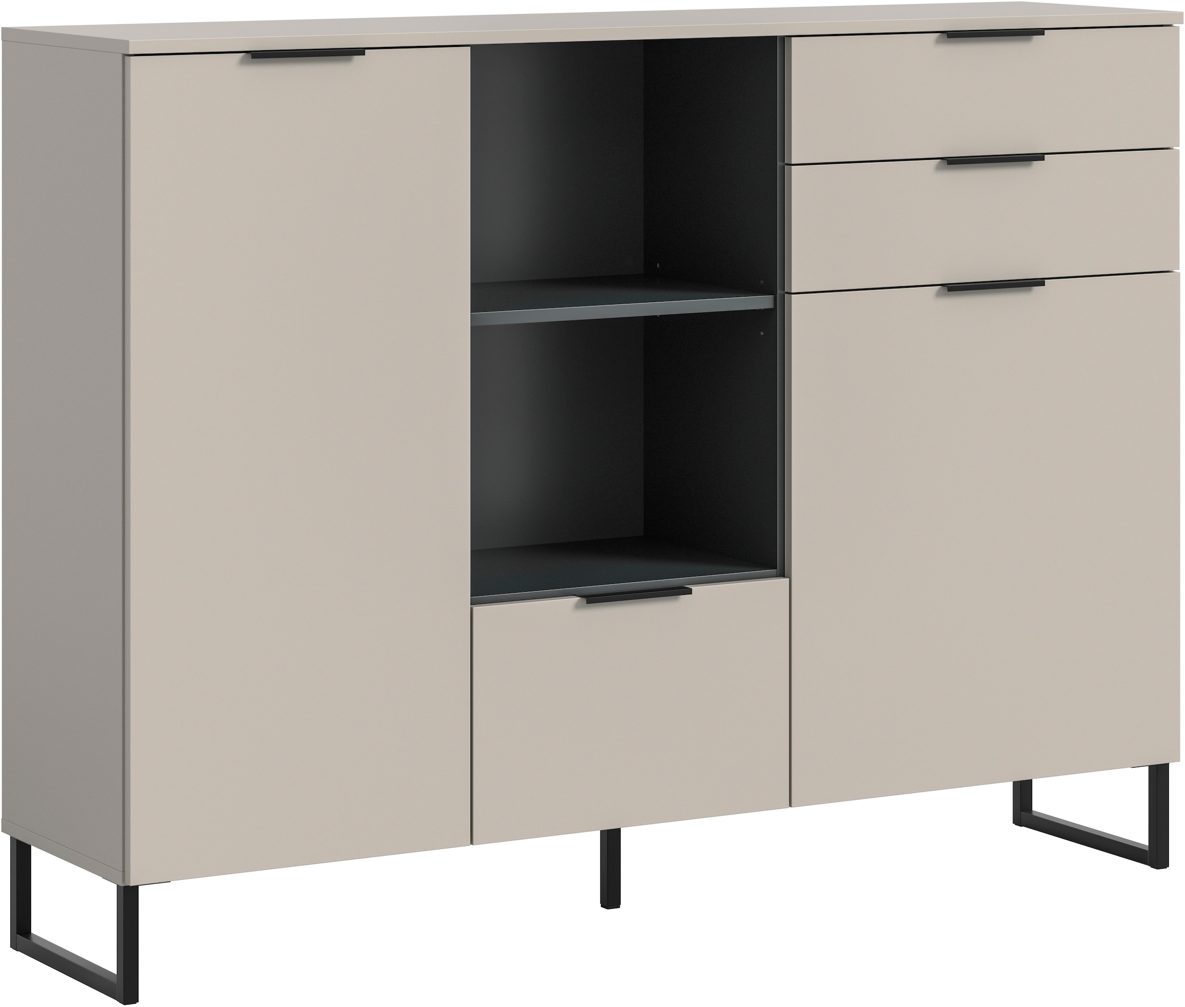Image of Home affaire Highboard "ADIO, Breite 150cm, 2 Türen, 1 Klappe, 2 Schubkästen, mit Metall-Kufen" 1 Stk. tlg. Sideboard, Kommode, Lowboard, Schrank, Wohnzimmerschrank, Anrichte