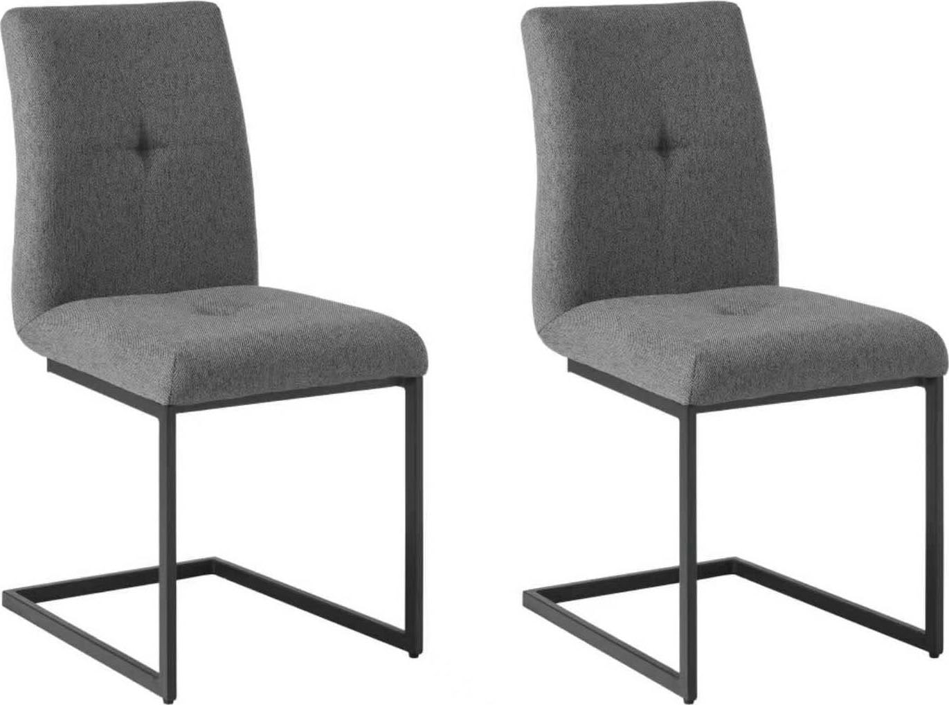 GOODproduct Ensemble de salle à manger »Vendy, Esstisch ausziehbar plus 6 Freischwinger« Set, Esstisch ausziehbar 160 - 210 cm plus 6 Esszimmerstühle, 7 cuis tlg. pflegeleichte Strukturstoff-Stühle, 3D-Steppung, ausziehbarer Tisch