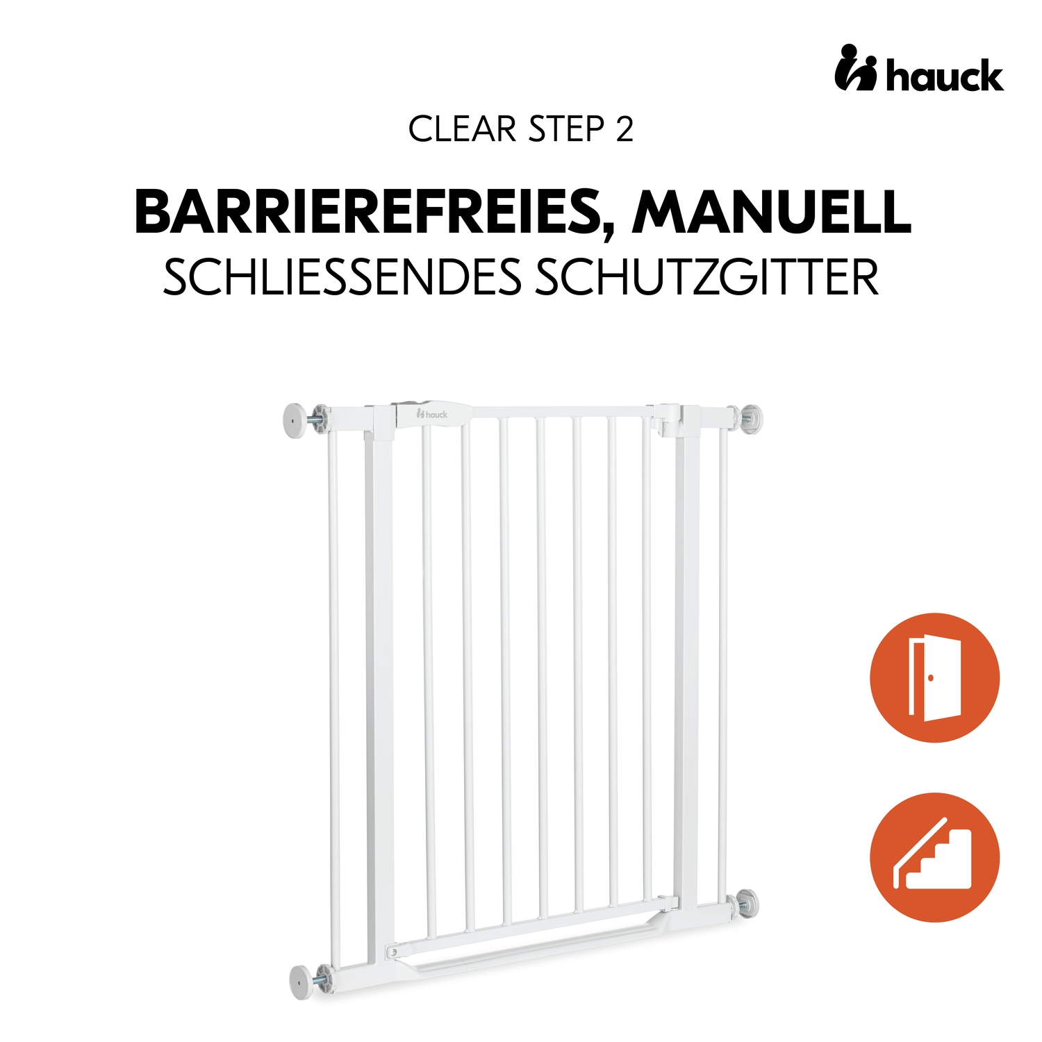 Hauck Türschutzgitter »Clear Step 2, White« auch als Treppenschutzgitter verwendbar; 75-80 cm, flacher Durchgang