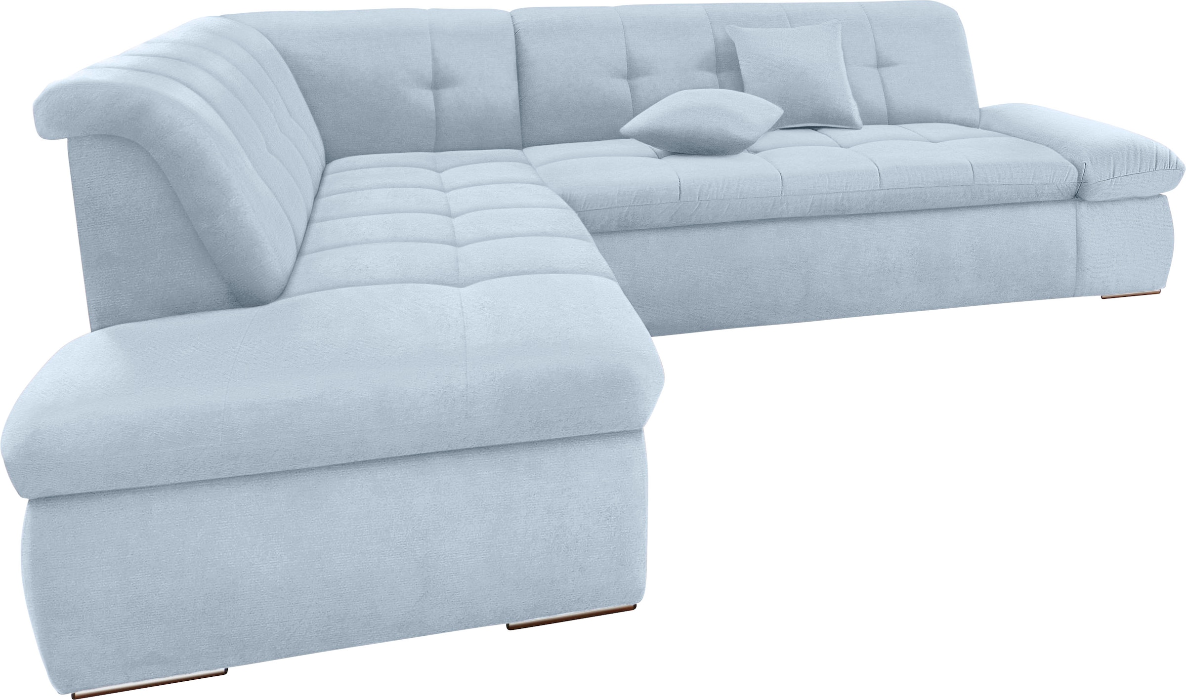 DOMO collection Ecksofa »MORIC Massiv! - Belastbar bis 140 kgxSitz, hochwertig & komfortabel« XXL, L-Form, inkl. Zierkissen