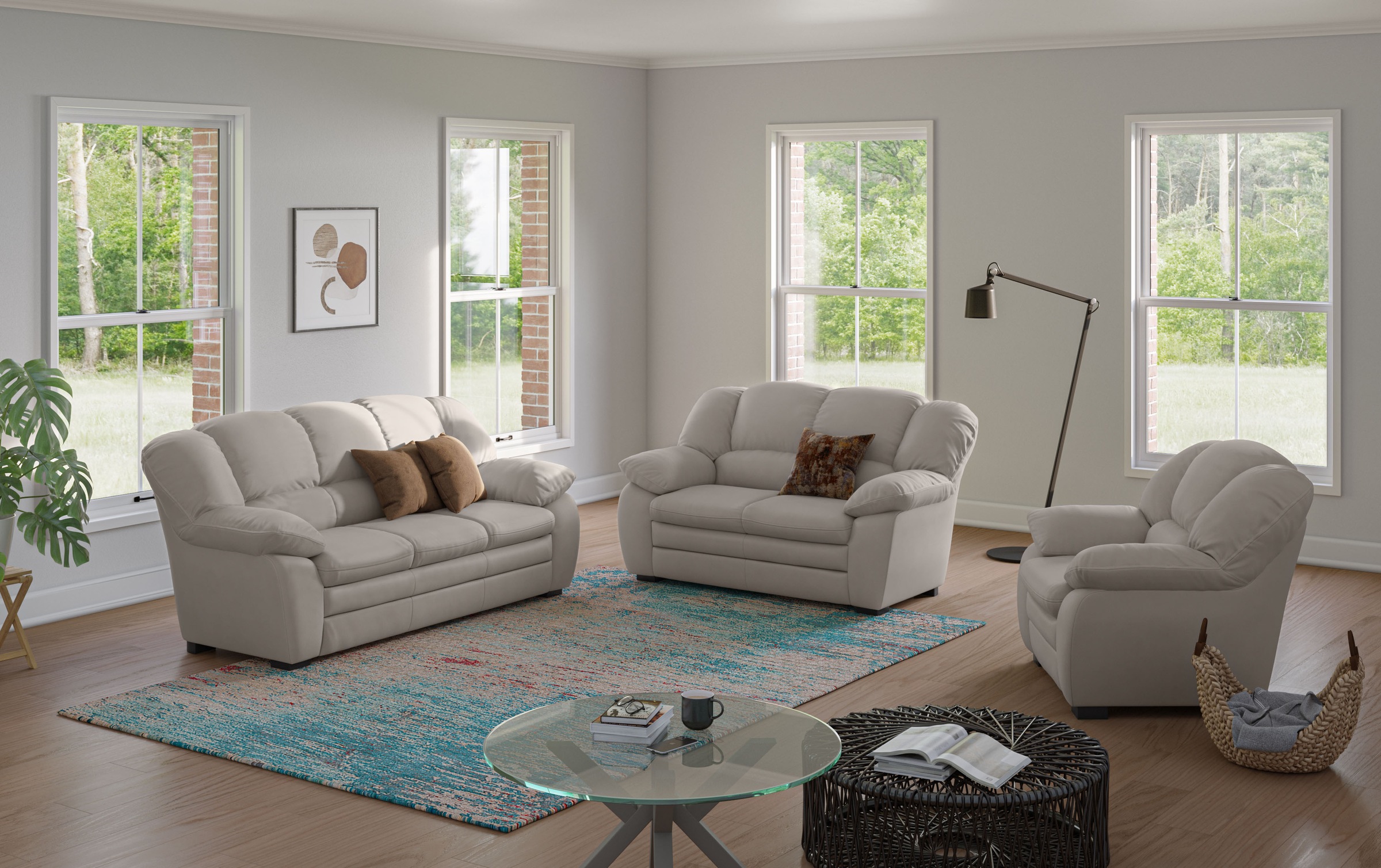 COTTA Polstergarnitur »Casino, Sofa Set, 3-2-1 Sitzer, Wohnzimmer Garnitur«, (Set, 3 tlg.), Sessel, 2-Sitzer, 2,5-Sitzer, hohe Rückenlehne