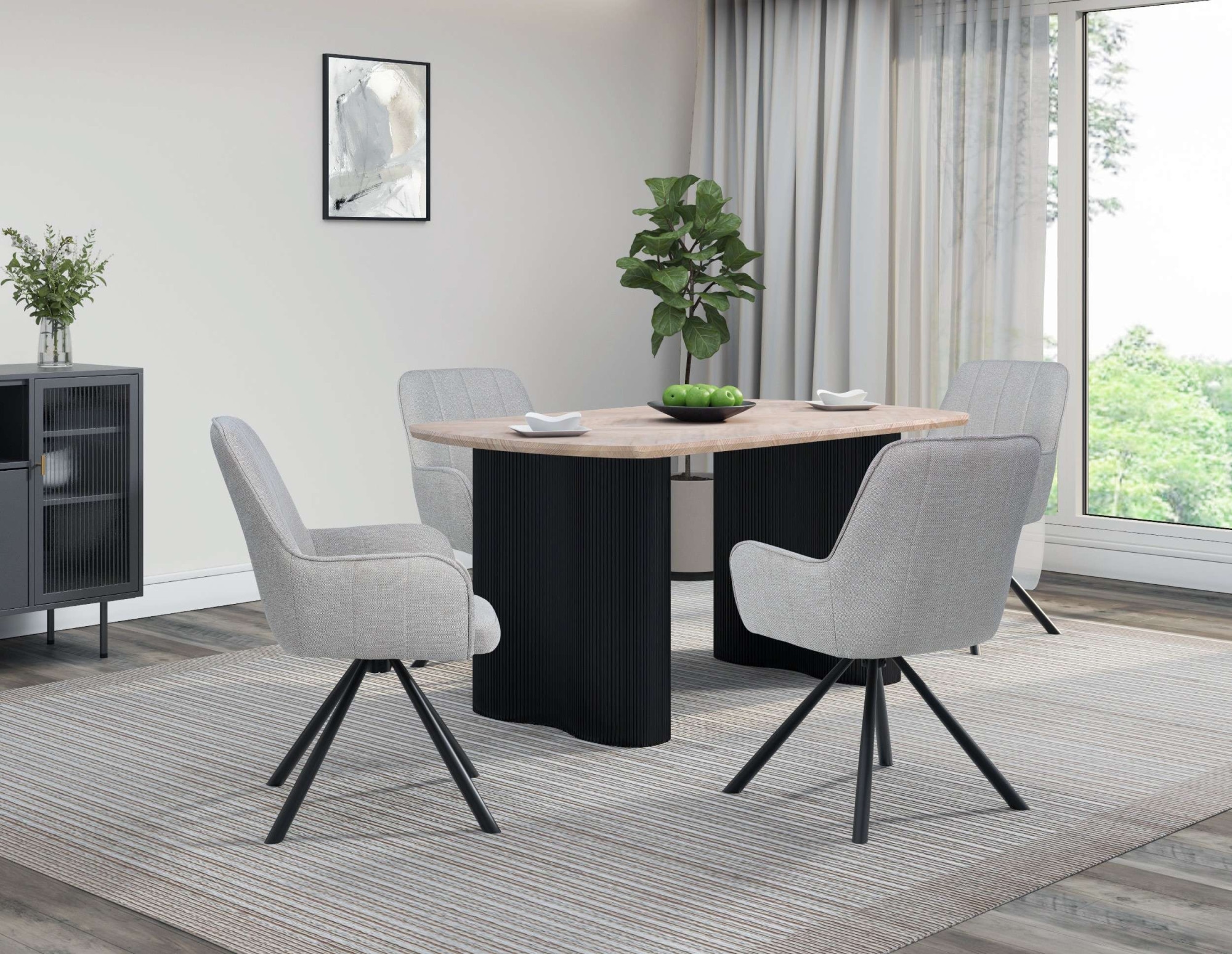 GOODproduct Esstisch »Bessonville« Tischplatte in Fischgrätoptik, Beine mit Rillenstruktur, Höhe 76 cm