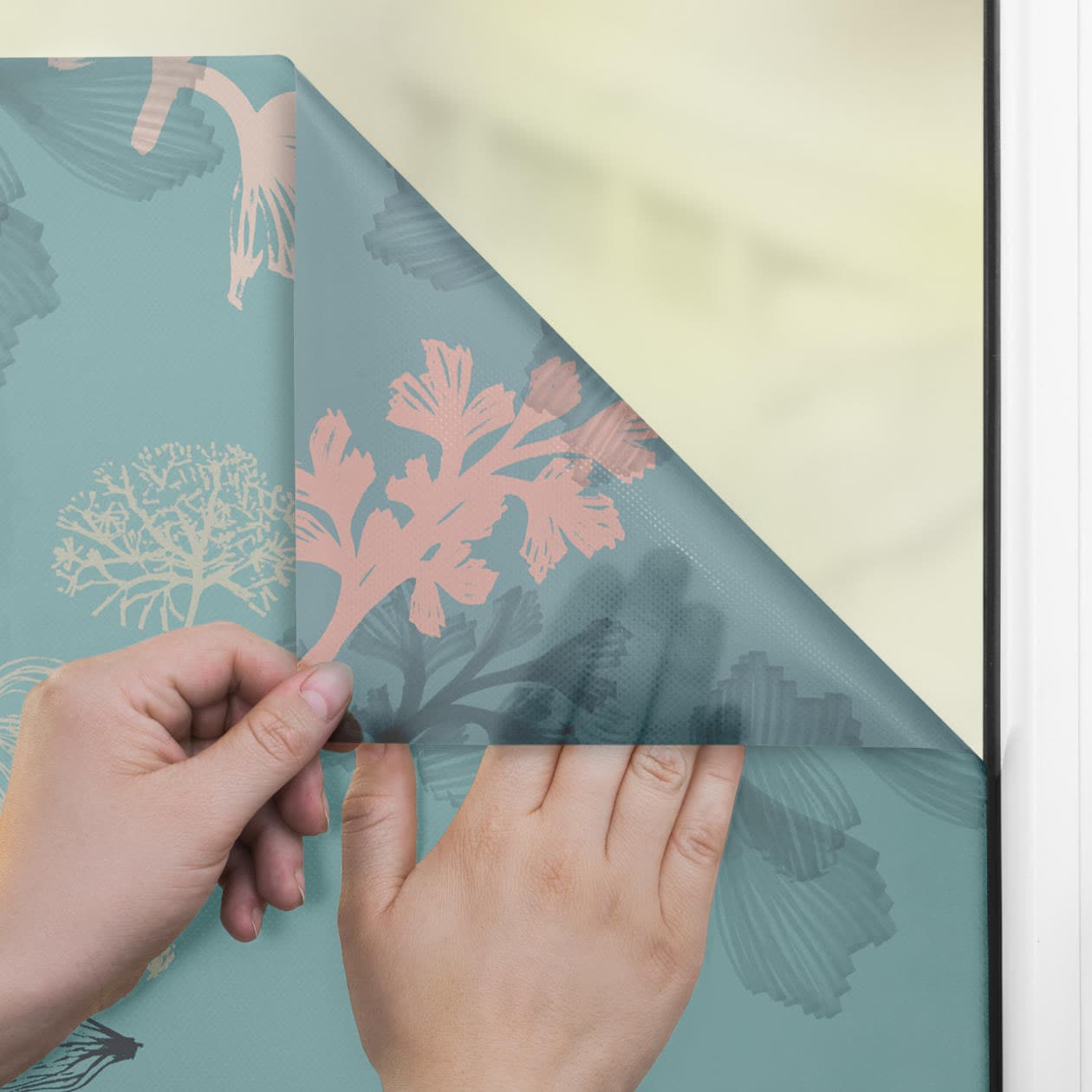 LICHTBLICK ORIGINAL Fensterfolie »Fensterfolie selbstklebend, Sichtschutz, Aqua Floral - Blau«, 1 St., blickdicht, glattstatisch haftend