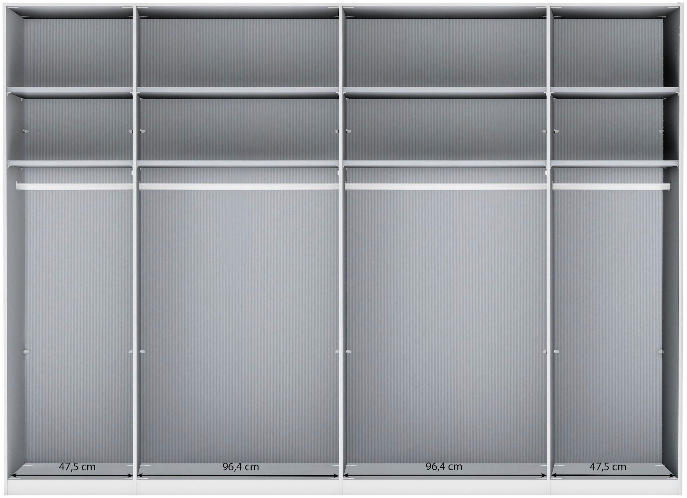 WIEMANN Armoire à portes pliantes »Ohio, Kleiderschrank, Schrank, Garderobe, mit Glasfront, 300 cm« inklusive Einlegeböden & Kleiderstangen, 2 Höhen, MADE IN GERMANY,  inklusive Türdämpfung, hochwertige Glasfront