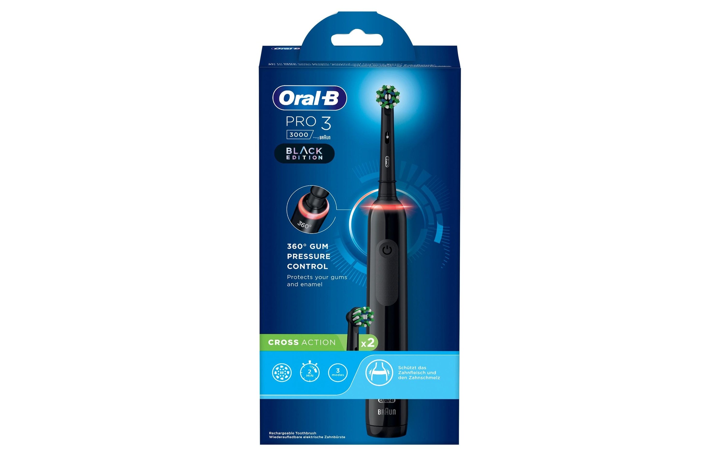 Oral-B Elektrische Zahnbürste »3 3000 Cross Action Black«