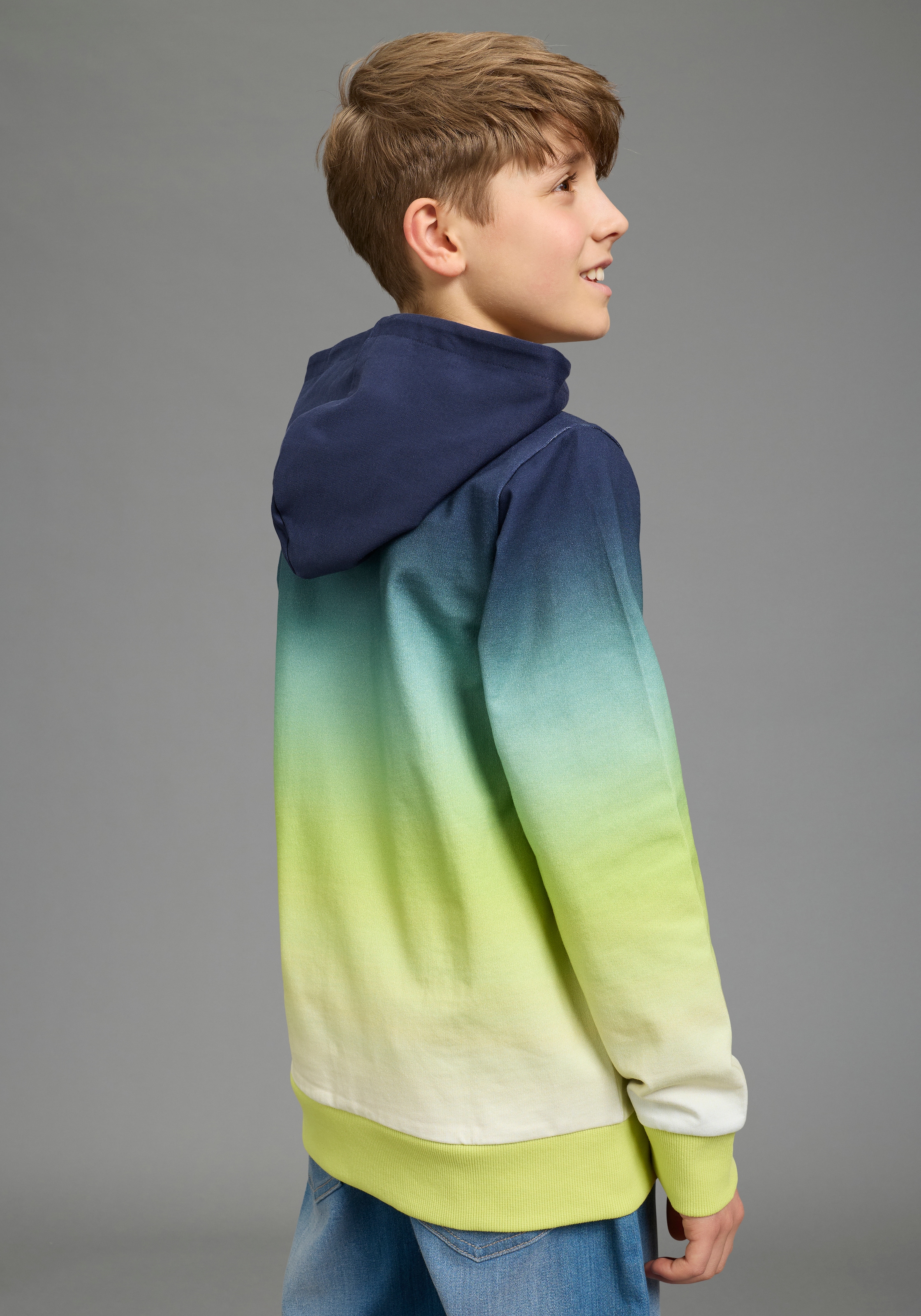 KangaROOS Sweat à capuche »Kapuzenweatshirt mit Batik-Optik«, für Jungen, mit Kapuze, mit Batikmuster, aus Baumwolle
