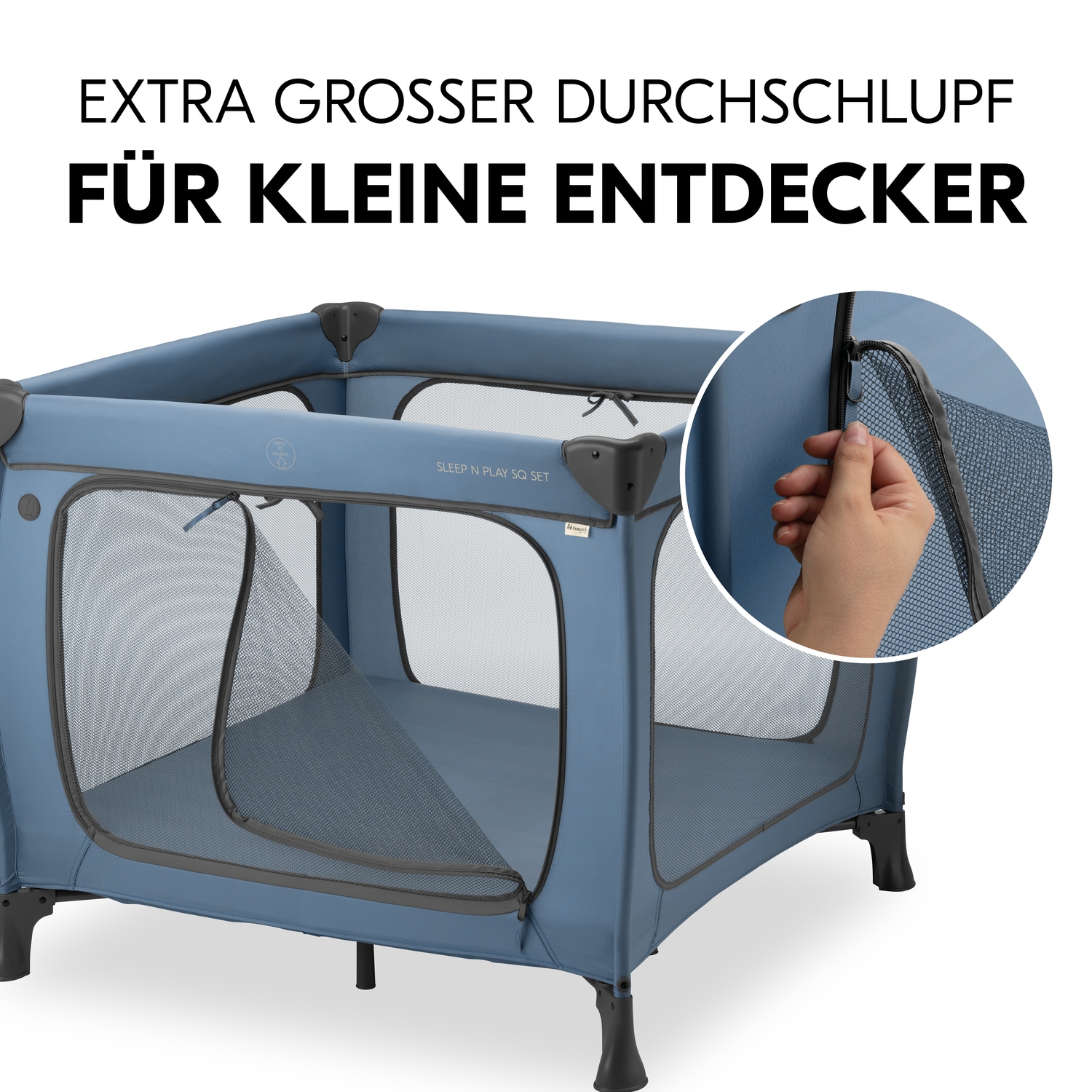 Hauck Lit de voyage pour bébé »Sleep N Play SQ, Set dark blue« inklusive Schaumstoff-Matratze