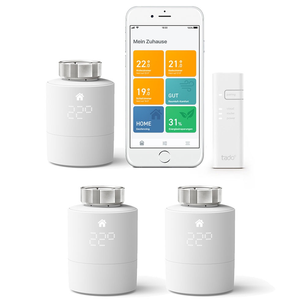 Image of Tado Smart-Home Starter-Set »Smartes Heizkörper-Thermostat V3+ mit 2 zusätzlichen Heizkörper-Thermostaten«, (2 St.) bei Ackermann Versand Schweiz