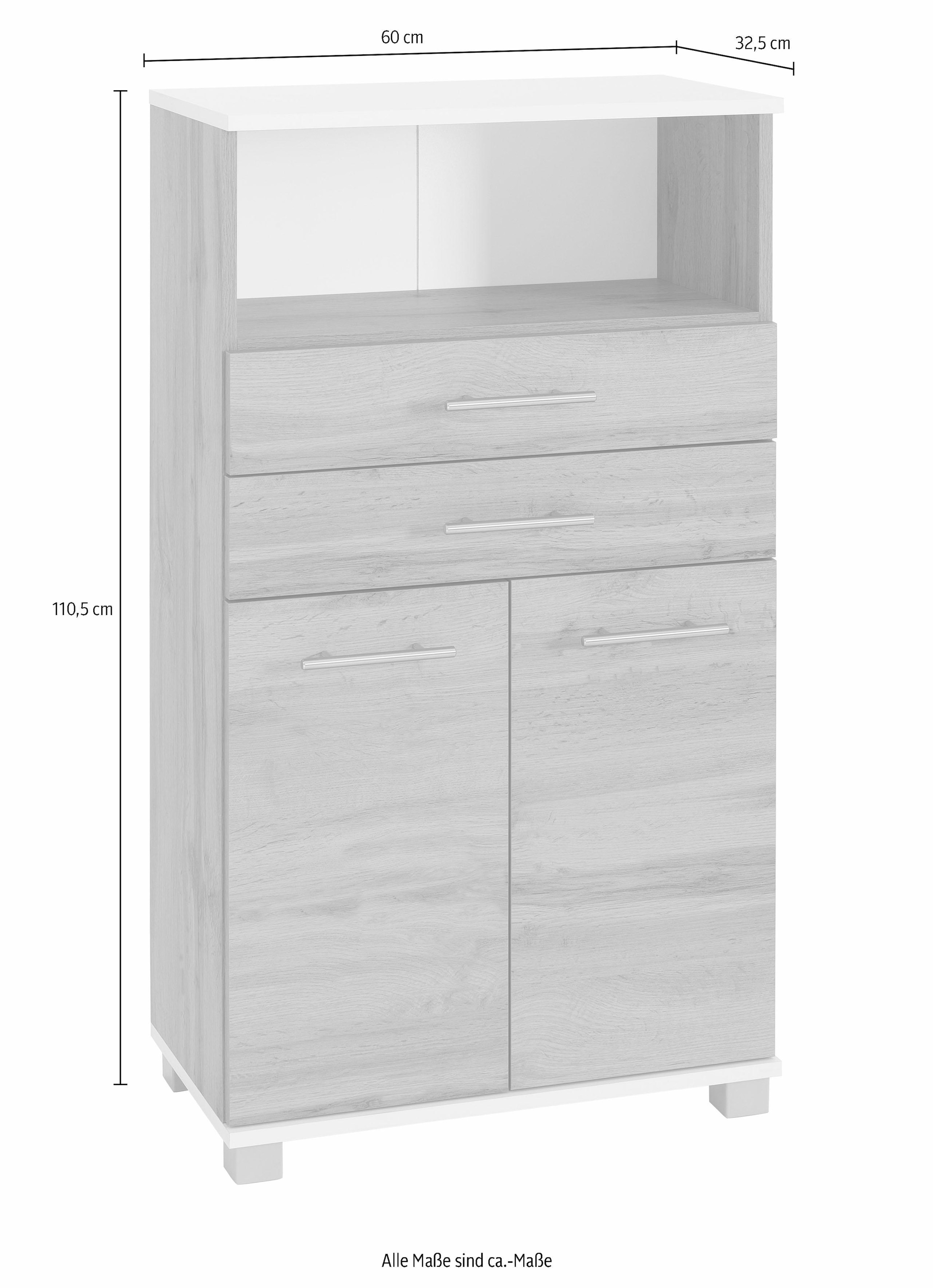 Schildmeyer Midischrank »Rhodos, Made in Germany«, Breite 60 cm, verstellbarer Einlegeboden, Metallgriffe, 2 Schubladen