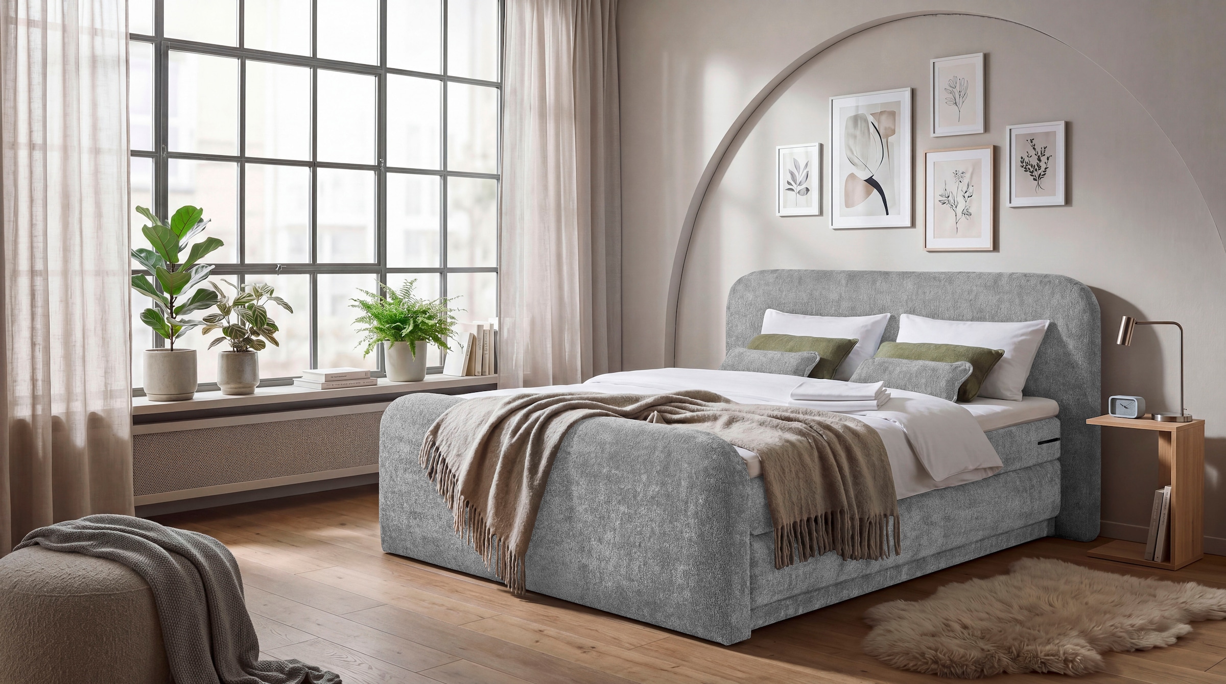 ED EXCITING DESIGN Lit boxspring »AROSA in der Breite 180x200cm« incl. surmatelas 6 cm, matelas duo H3/H4, coffre de lit caché