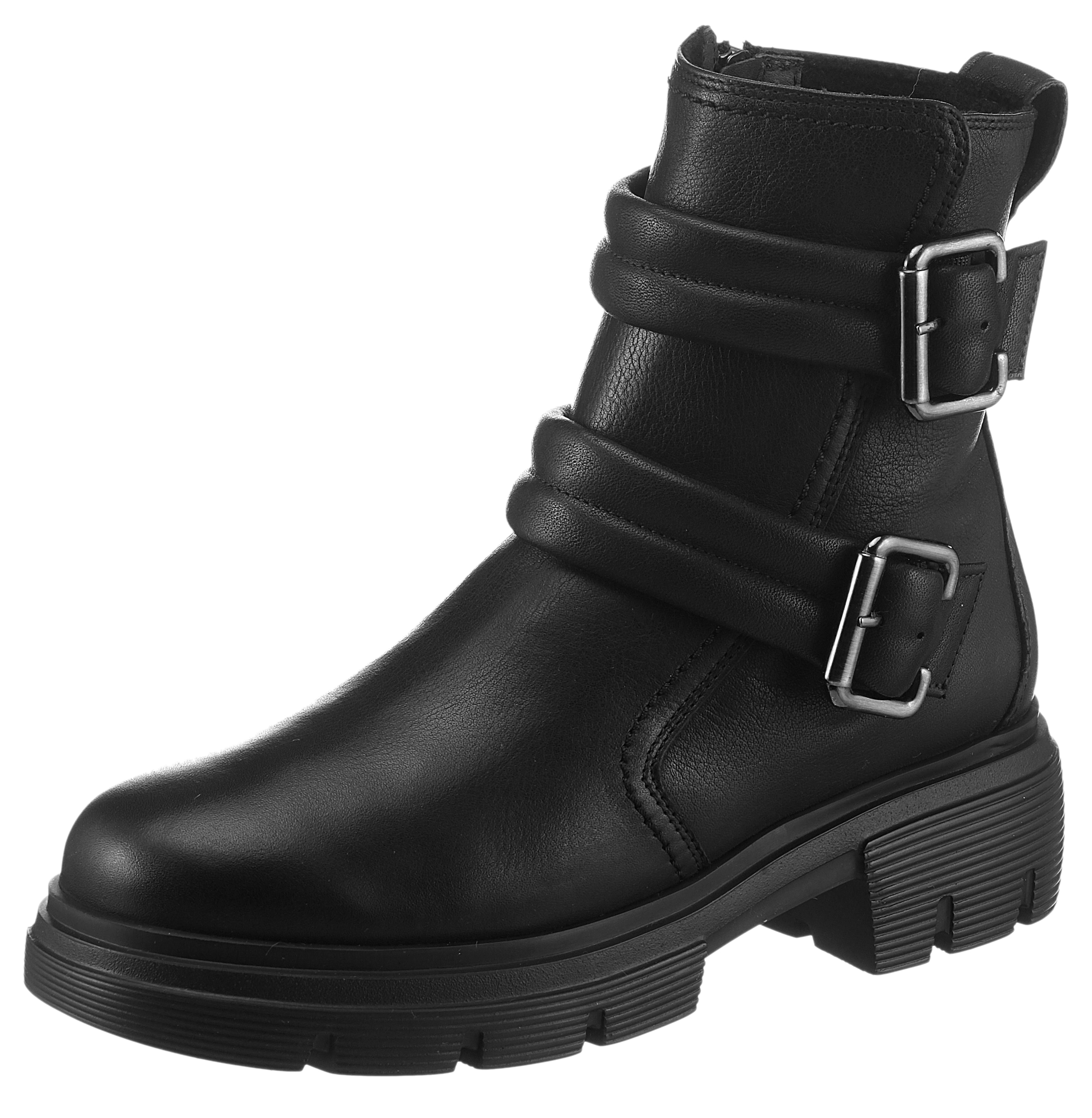 Paul Green Bikerboots, Blockabsatz, Reissverschluss-Stiefelette mit kräftiger Profilsohle