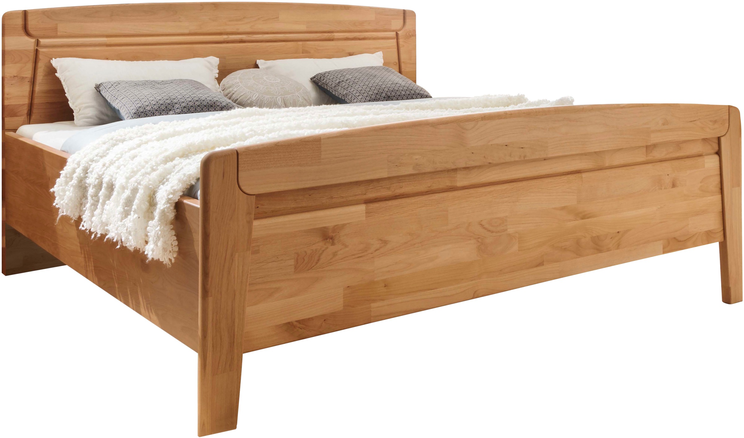 Image of WIEMANN Funktionsbett "Lausanne, Bettgestell, Bettrahmen, teilmassiv Erle" 4-fache Liegehöhenverstellung, MADE IN GERMANY, Kopf- und Fussteil aus Massivholz, zwei Grössen, Bettseitenhöhe 43 cm