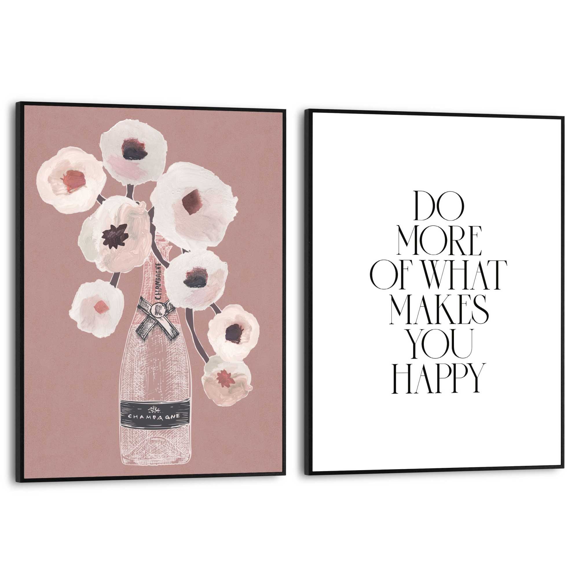Image of Reinders Poster "Happiness Flowers" Wohnzimmer - Blumen - Pfingstrosen - Braun - MDF - Abstrakt - 30x40 cm
