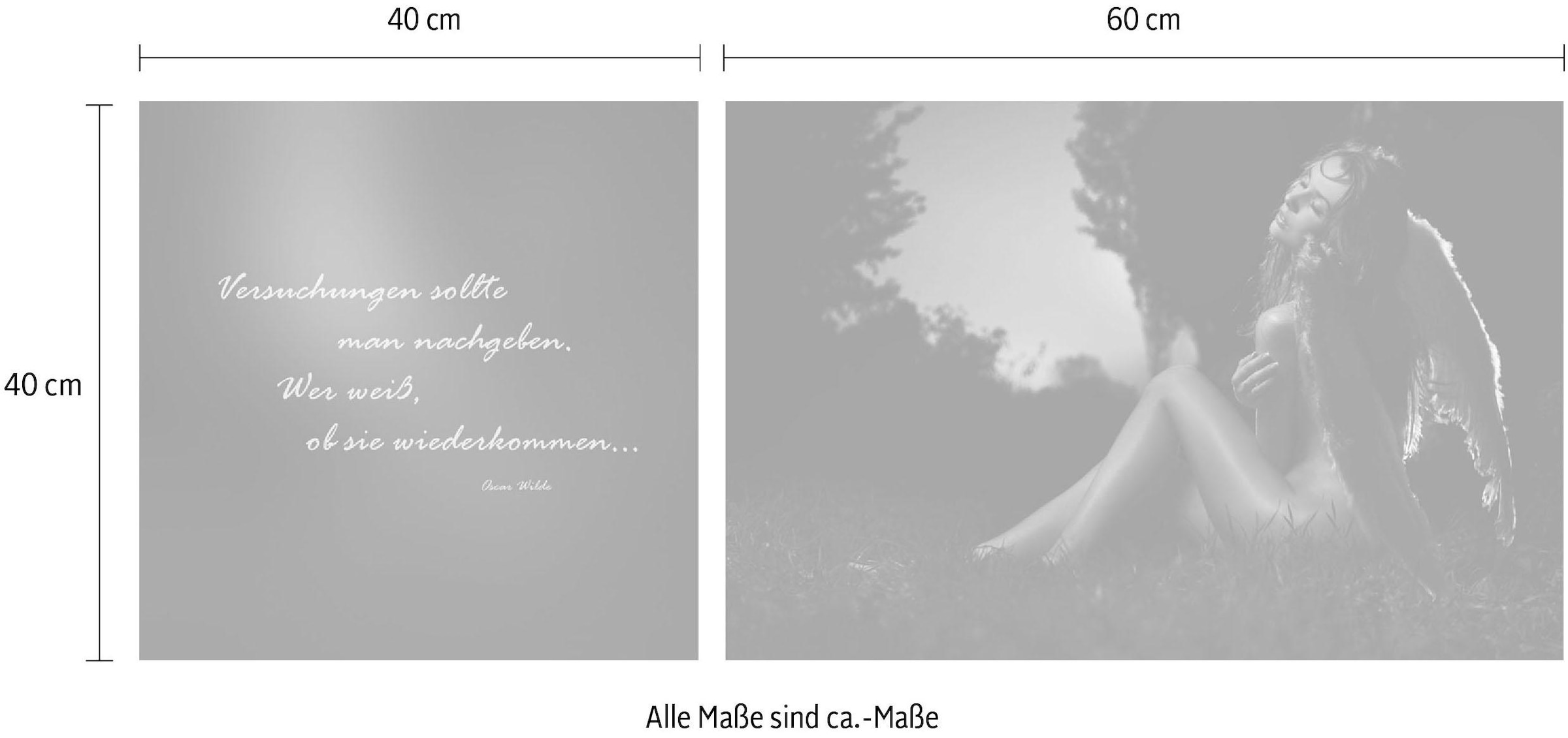 queence Tableau sur toile »Versuchungen« Set,  Premium-Leinwandstoff, Handarbeit aus Deutschland, Zitat, 2er Set