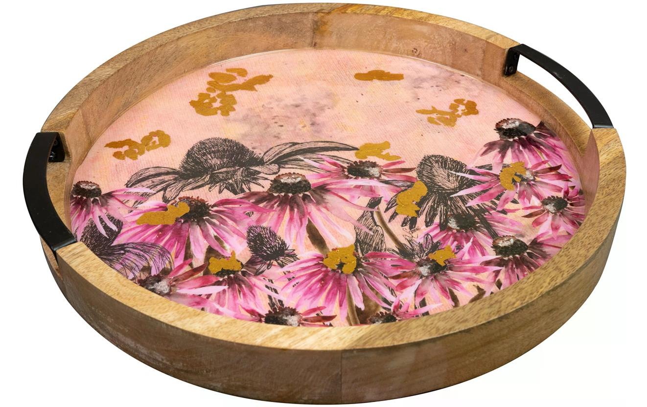 Image of Tablett "CHALET Polly Ø 35 Pink" Holzart: Mango (Indien)