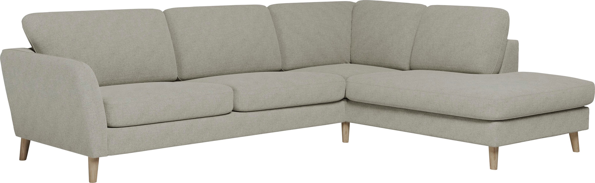 Home affaire Canapé d'angle »MARSEILLE 278/202 cm, L-Form, Ottom. rechts/links, verschiedene Bezüge« Massivholzbeine Eiche, Landhausstil, Wellenunterfederung