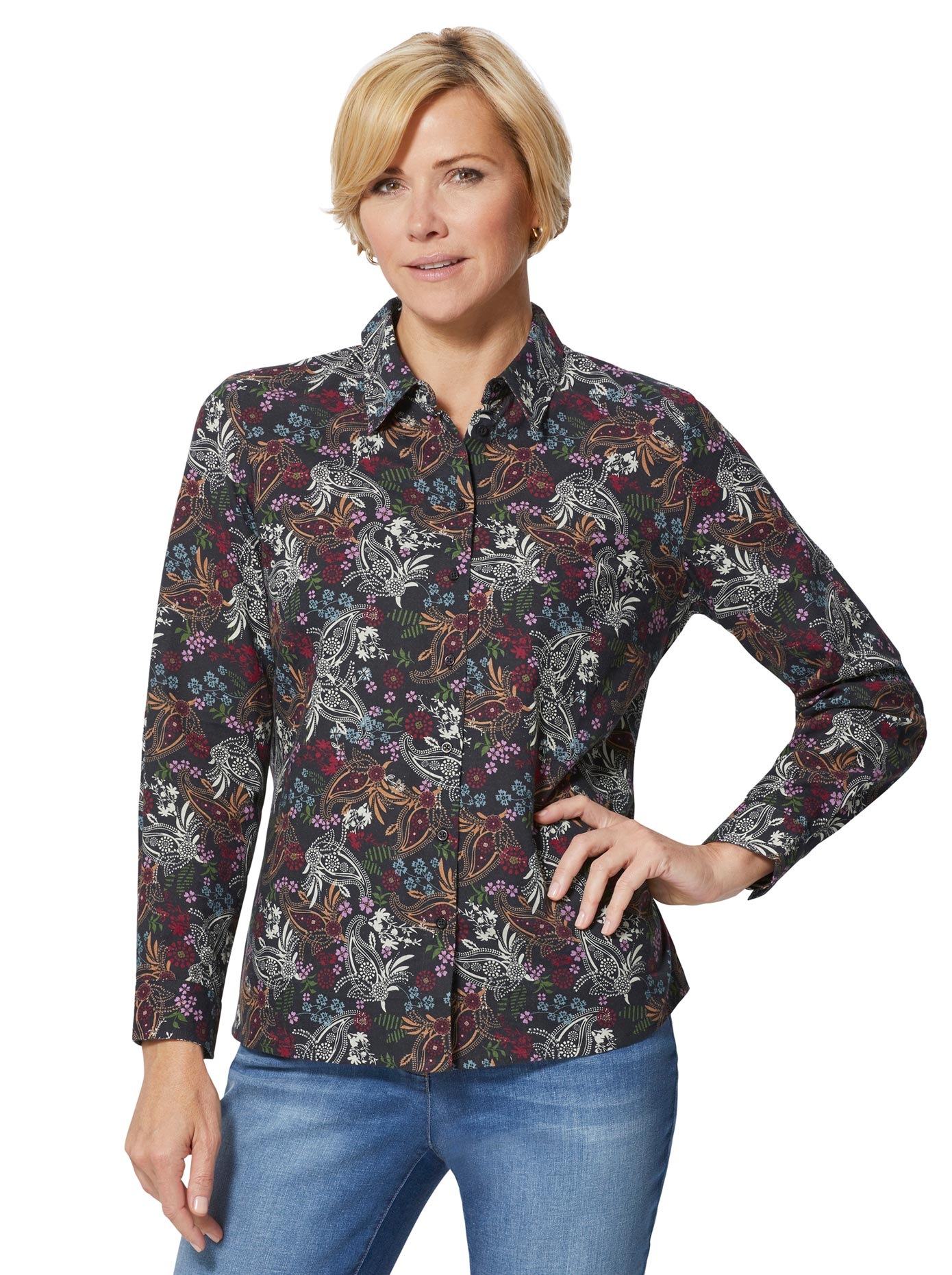 Bluse mit einem Muster-Mix aus Blümchen und Paisley-Ornamenten