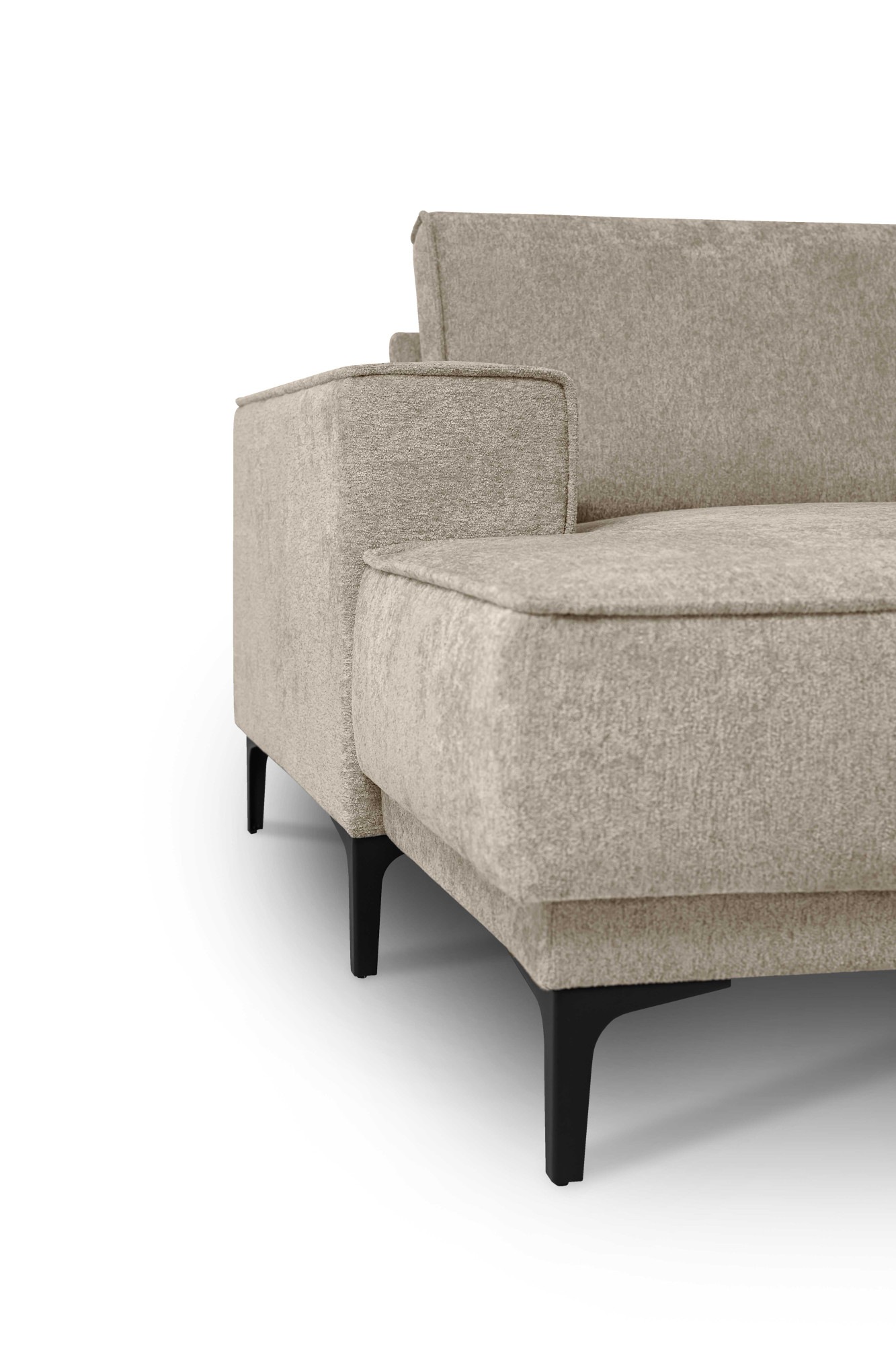 Places of Style Ecksofa »Polsterecke Oland, Struktur, Flachgewebe, Luxus-Microfaser, Boucle«, L-Form, 280 cm, Wellenunterfederung, Skandi-Design, Metallfüsse