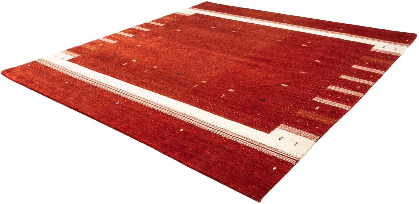 Wollteppich »Loribaft Minimal Rosso 256 x 249 cm«, quadratisch, Unikat mit Zertifikat