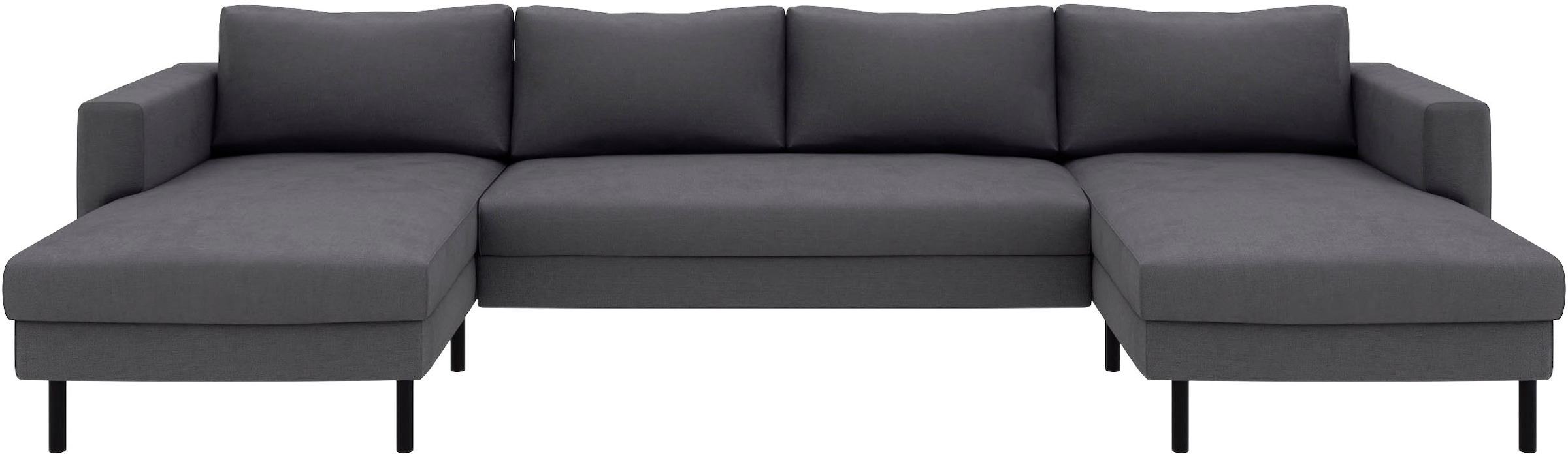 TRENDMANUFAKTUR Paysage de salon »Amazing II, wahlw. mit Schlaffunktion & Bettkasten, Fuss schwarz« Sofa in U-Form, in Cord, Struktur LEO o. Struktur LINO, Breite 305 cm