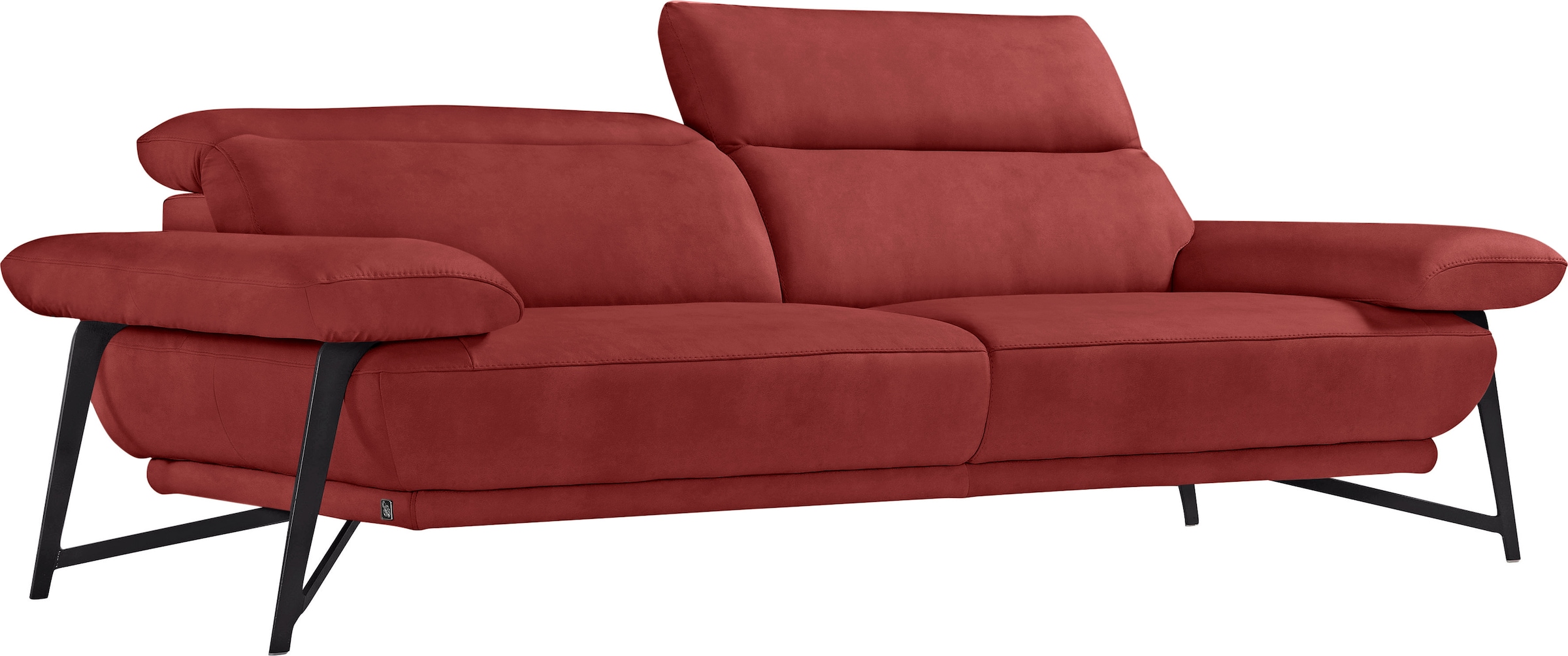 Egoitaliano 2,5-Sitzer »Anais, Designsofa mit erstklassigem Sitzkomfort, Fussfarbe schattengrau« Kopfteil verstellbar, 232 cm, Luxus-Microfaser Lederoptik, marsala