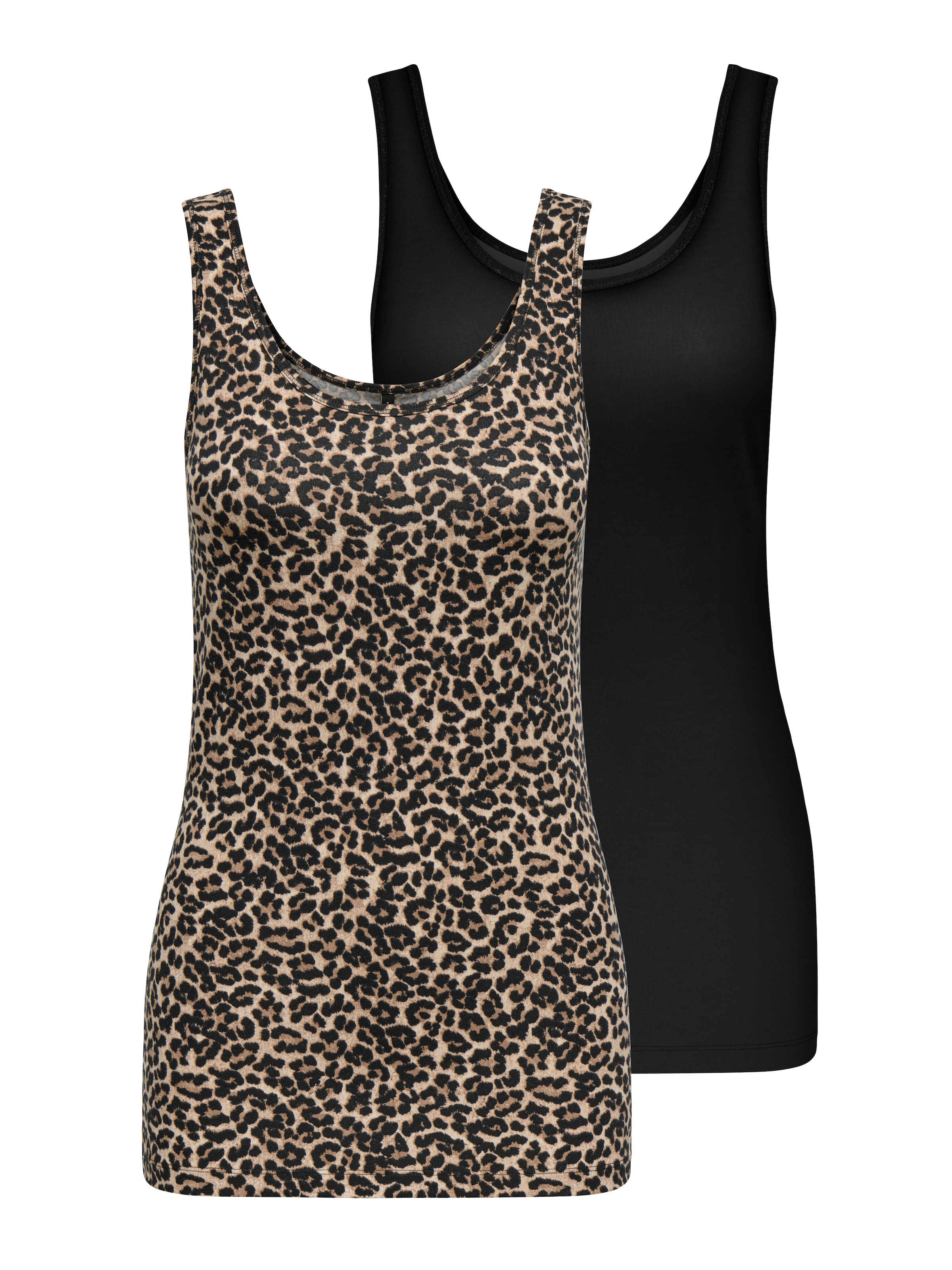 Image of ONLY Tanktop "ONLLIVE – Tanktops im Doppelpack mit Stretchkomfort" Set, 2 Stk. modisch, Jersey, slim fit, Baumwollmischung, Rundhals