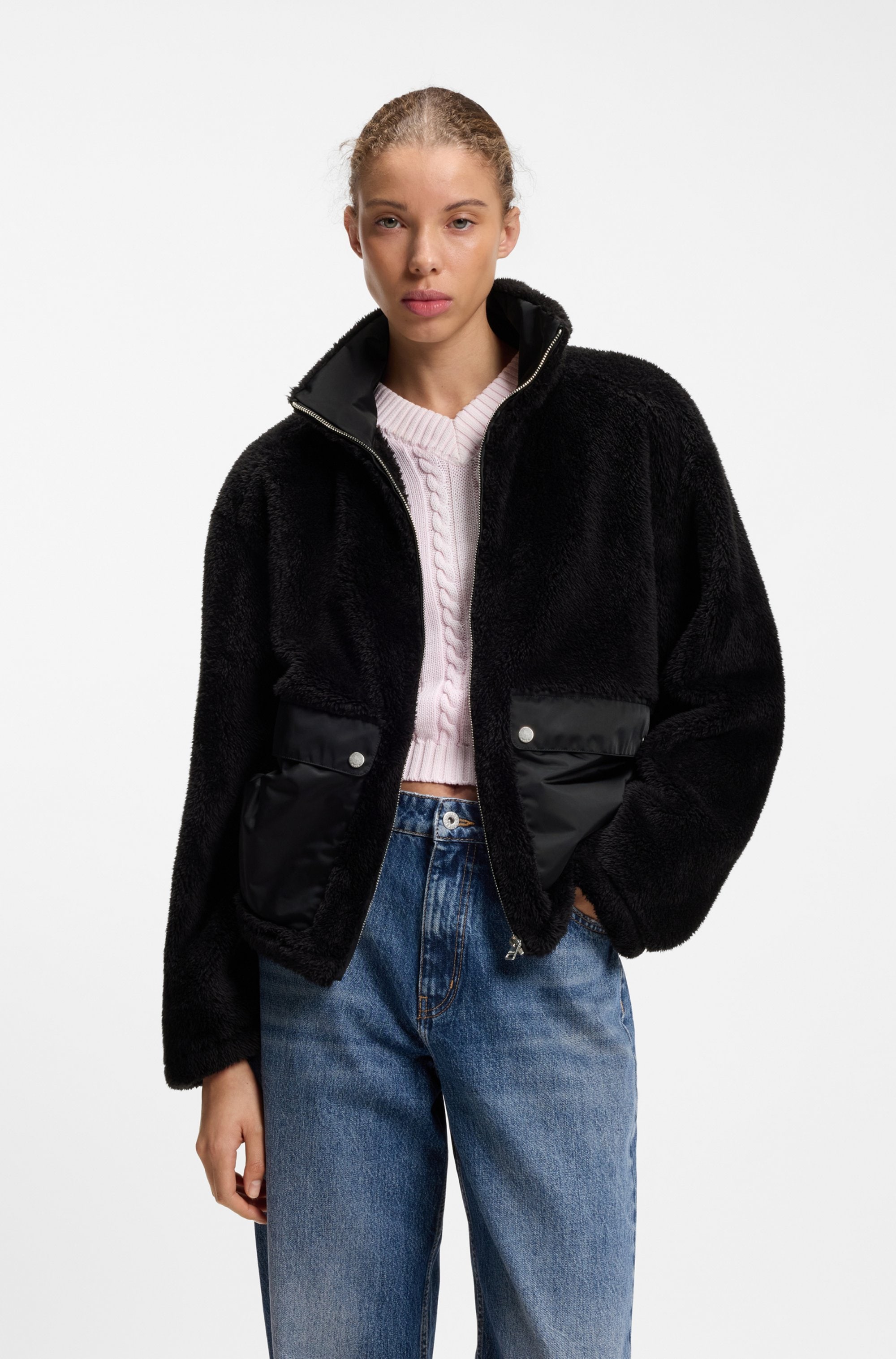 Image of HUGO Fellimitatjacke "Fayla" mit aufgesetzten Taschen, Relaxed Fit