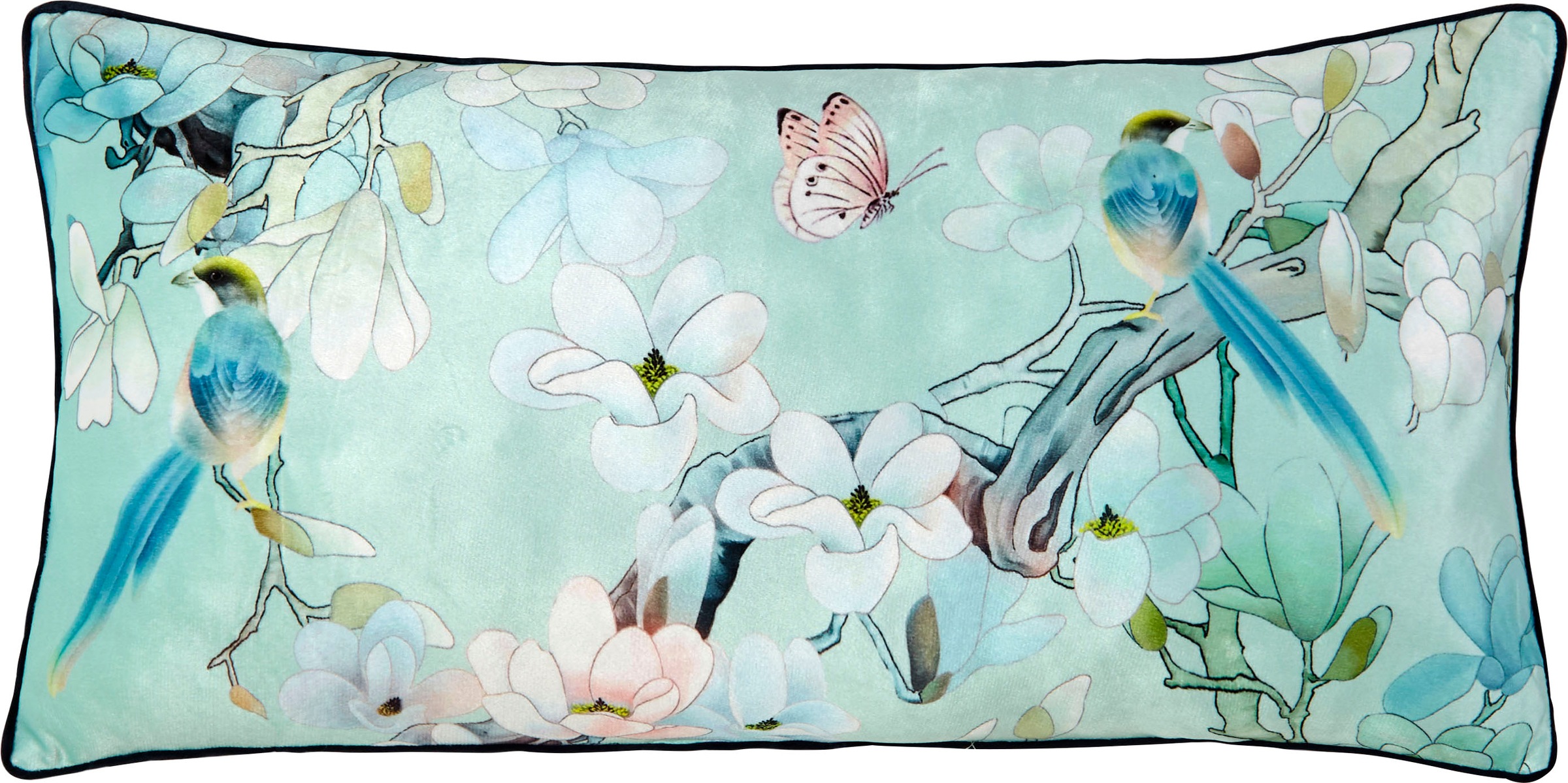 Descanso Dekokissen »Shi«, Mit Füllung, 1 Stück, Mit Biese, 30x60, Wendeoptik, Weich, Blumen Grün